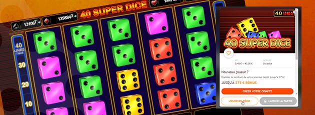Game screen from the online casino game 40 Super Dice