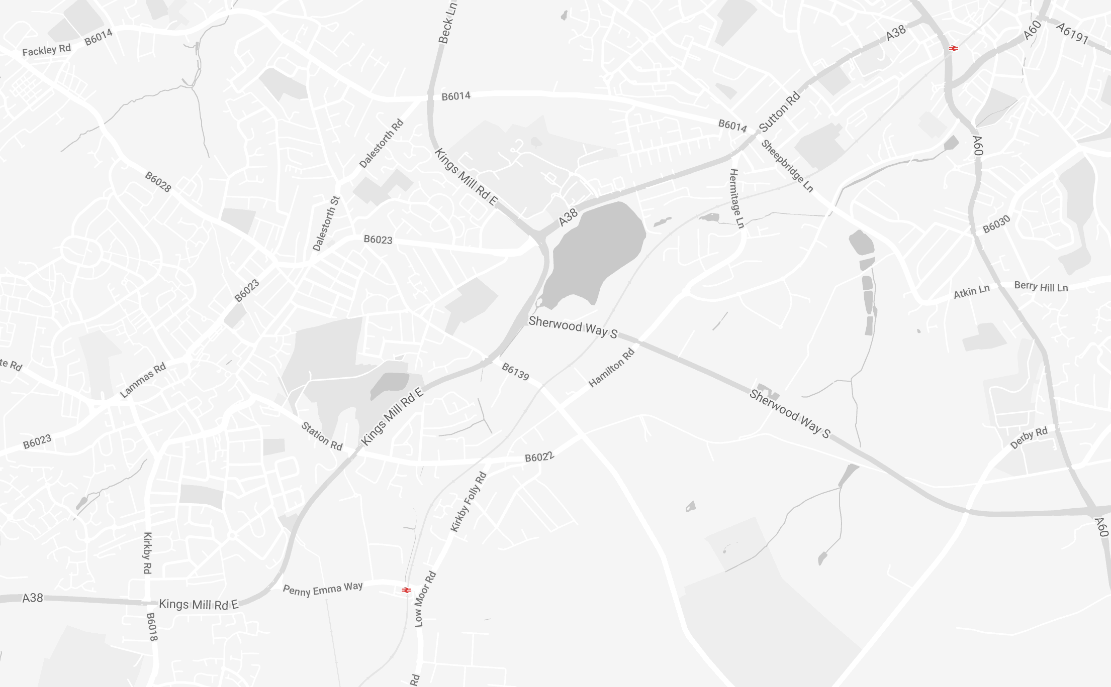 Map of Sutton in Ashfield