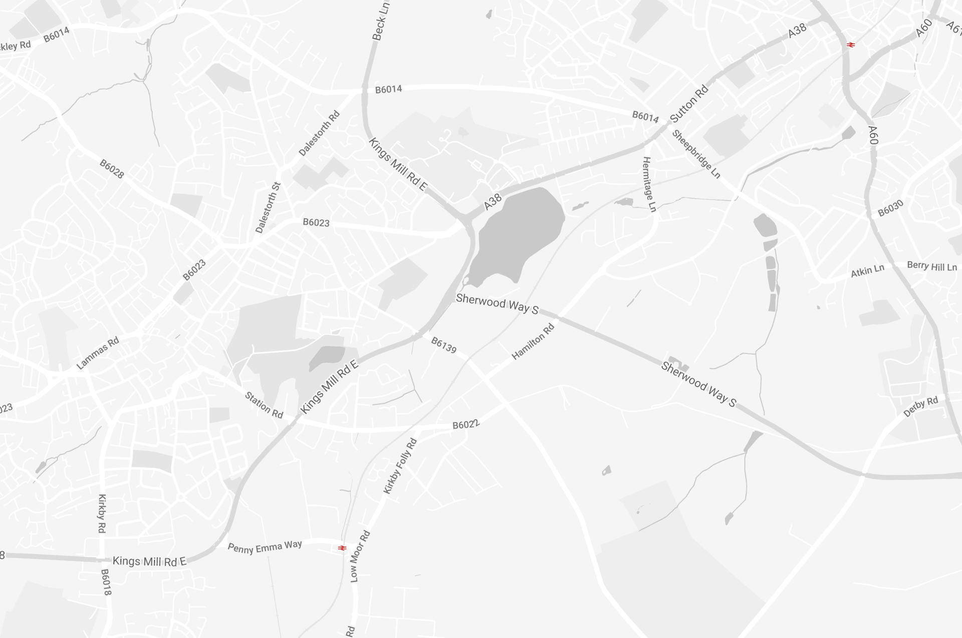 Map of Sutton in Ashfield