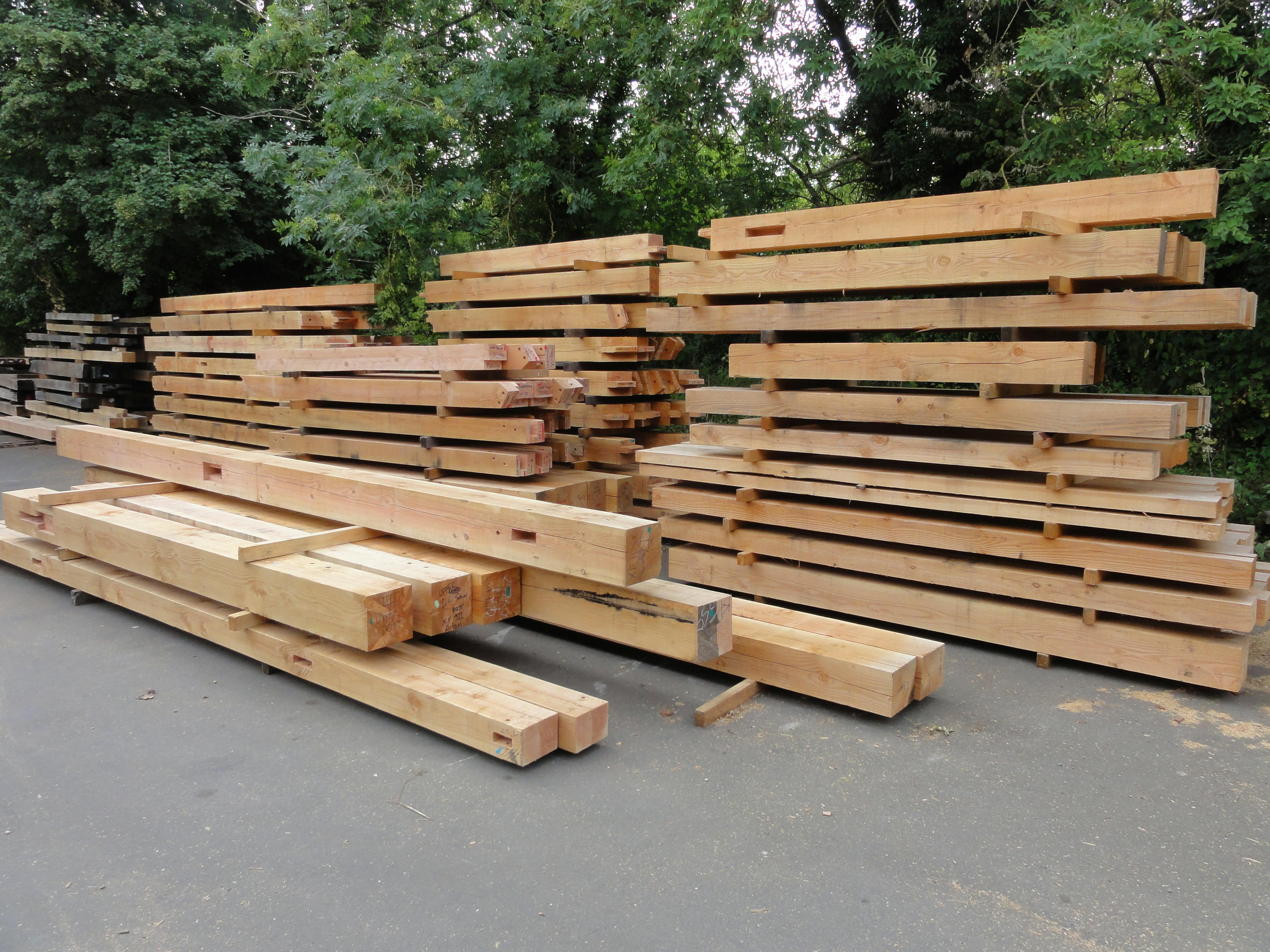A stack of timber in a carpenter's yard