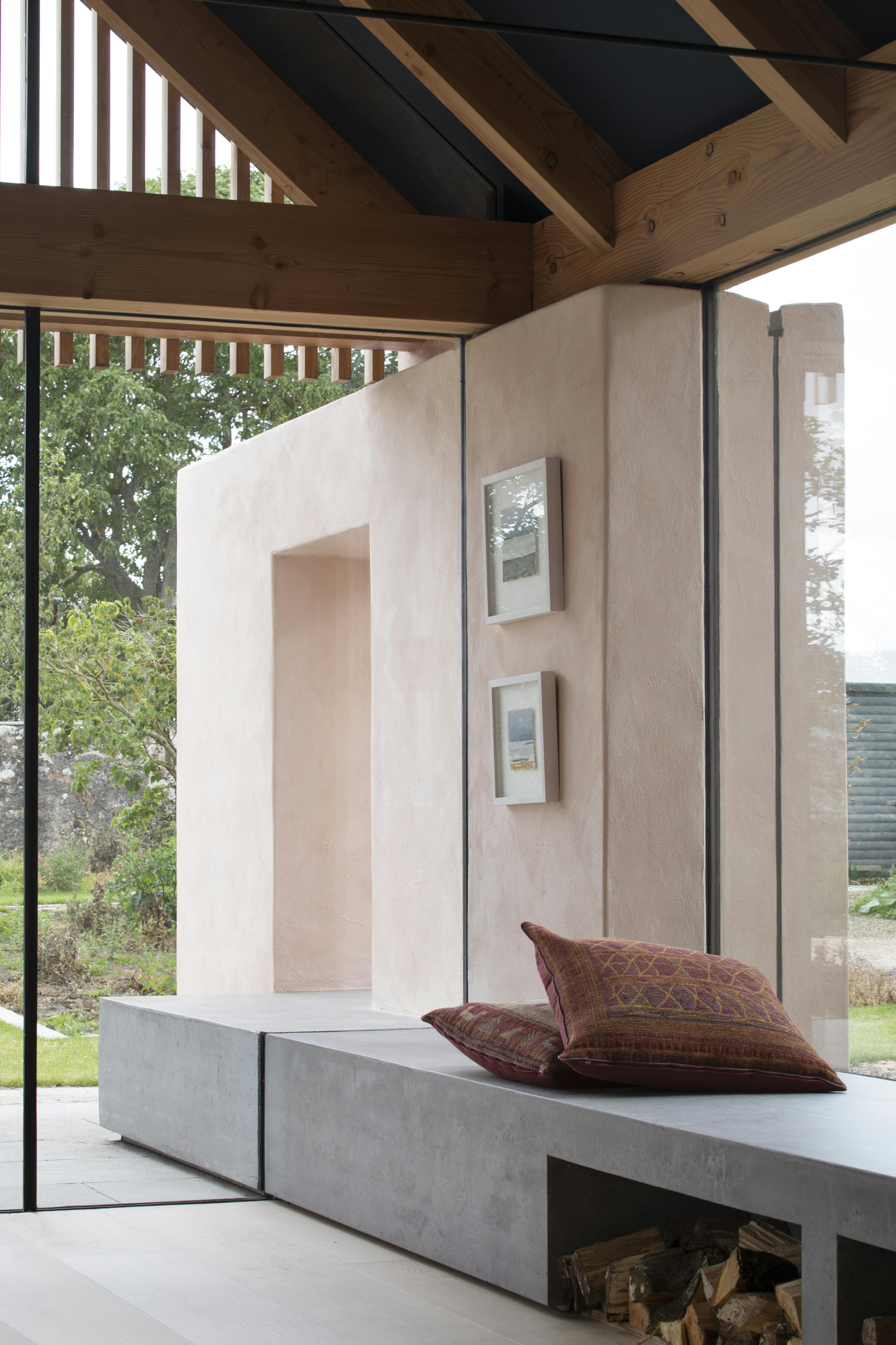 Douglas fir framed sitting room extension with glazing and brise soleil