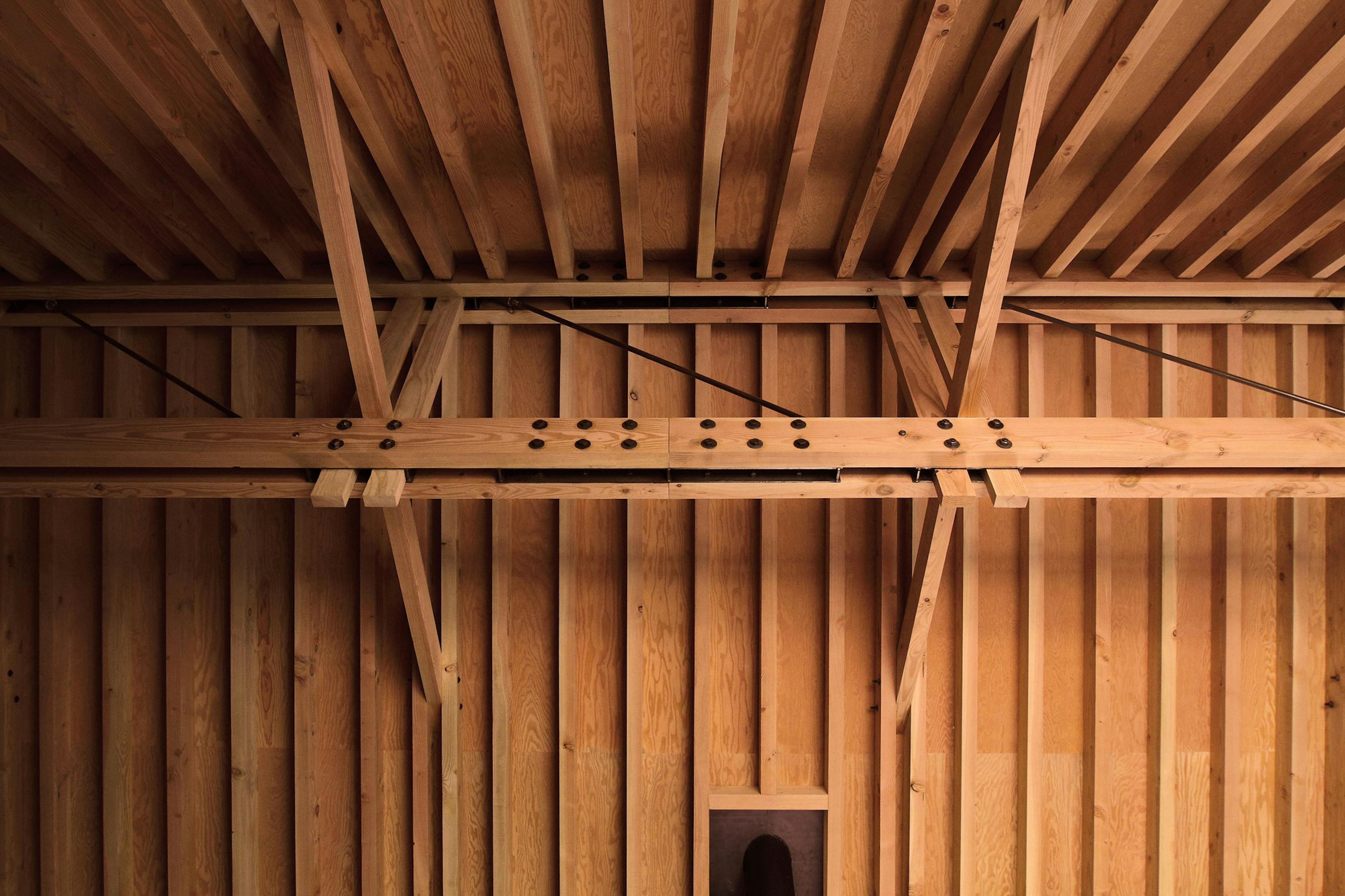 A Douglas fir framed roof structure