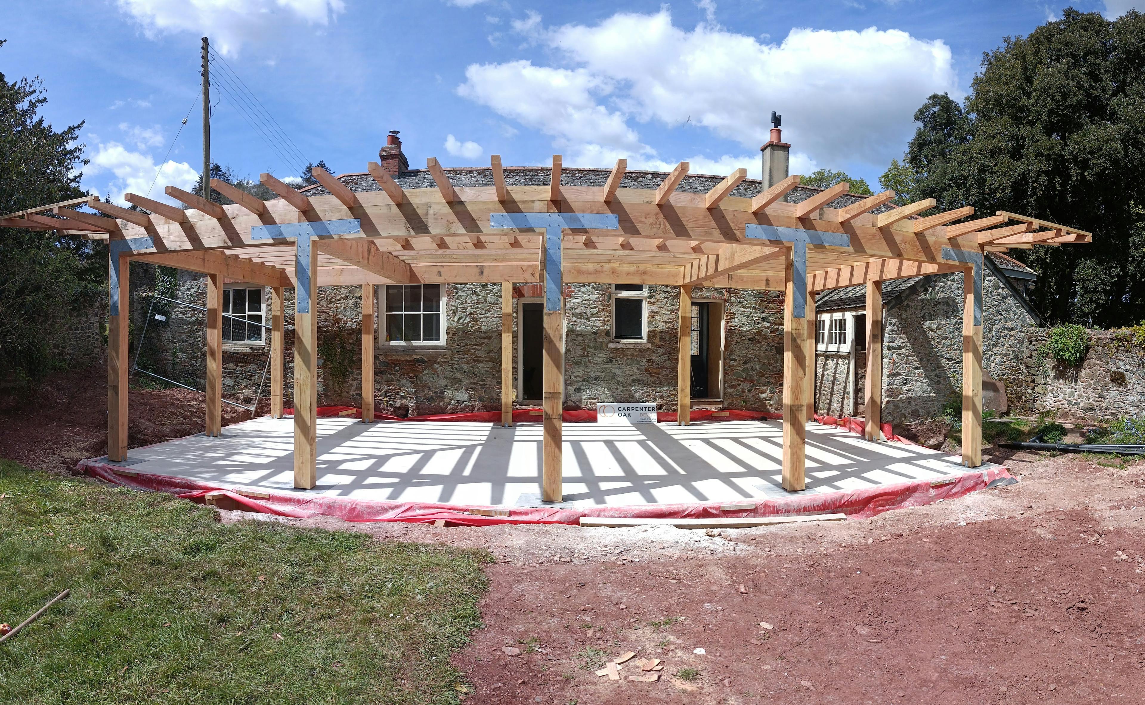 Construction of a Douglas fir framed meditation room 