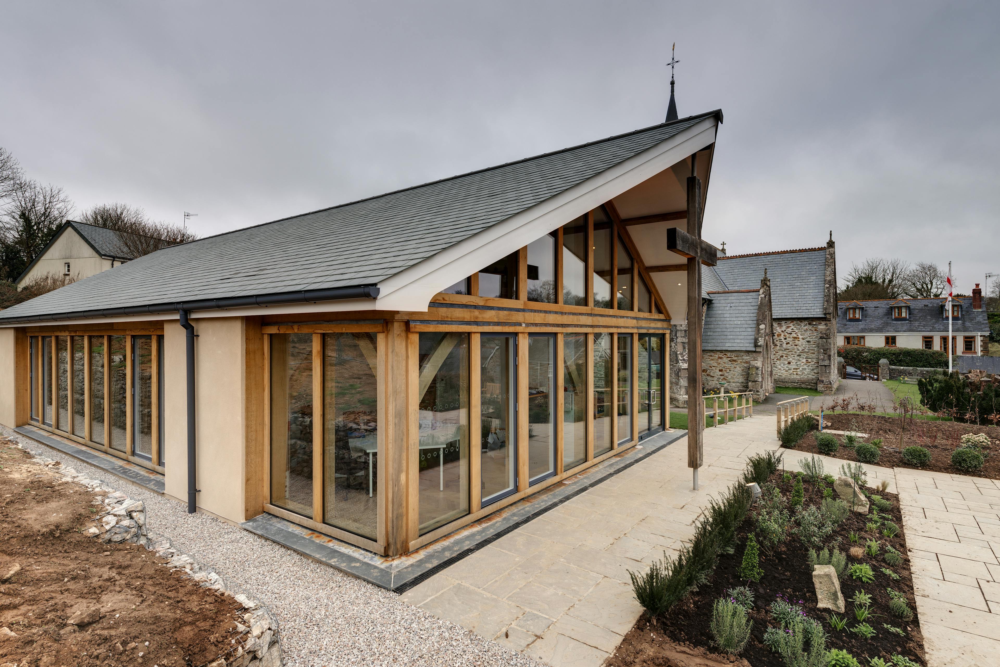 An oak framed hall adjoined to a church