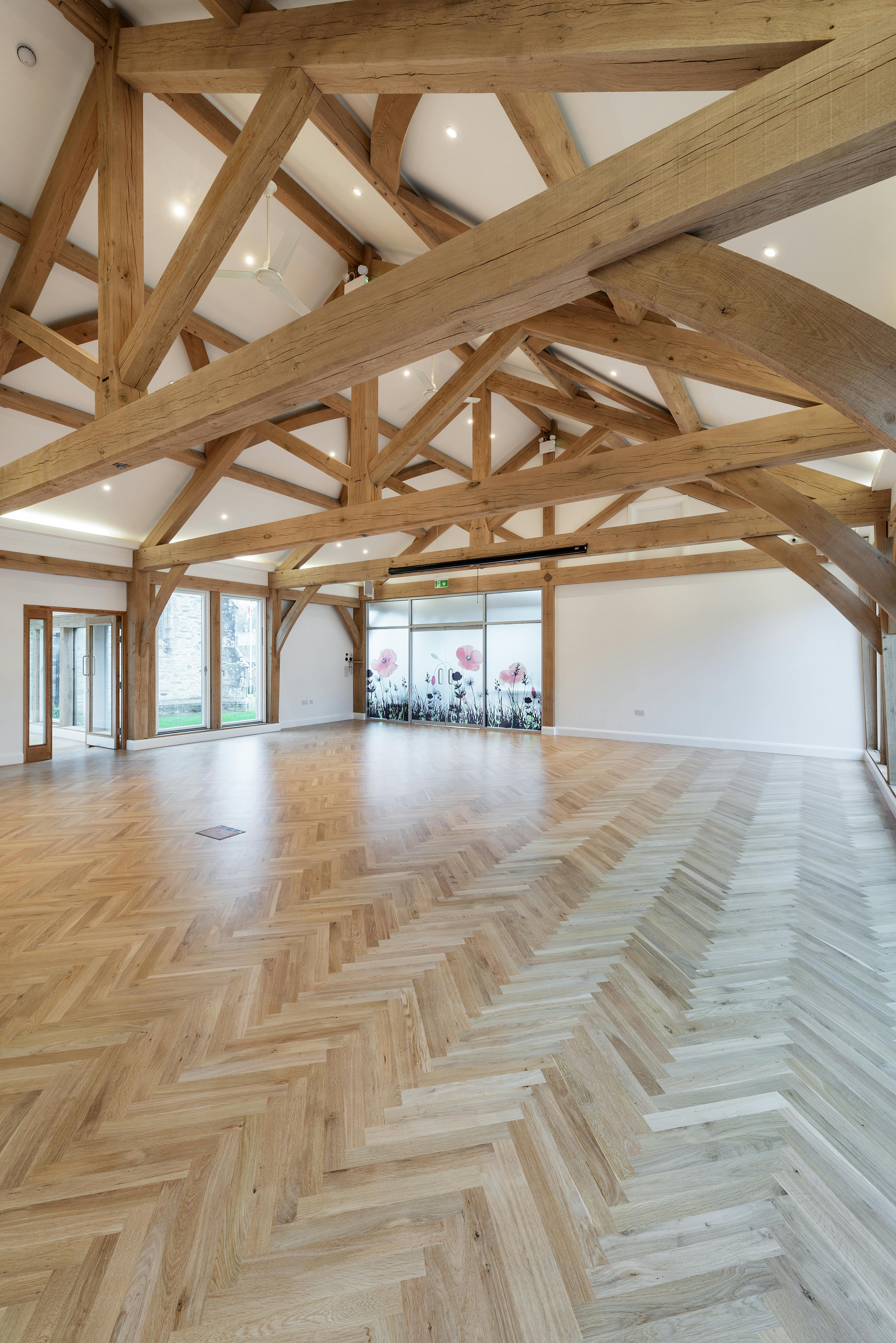An oak framed hall with parquet flooring