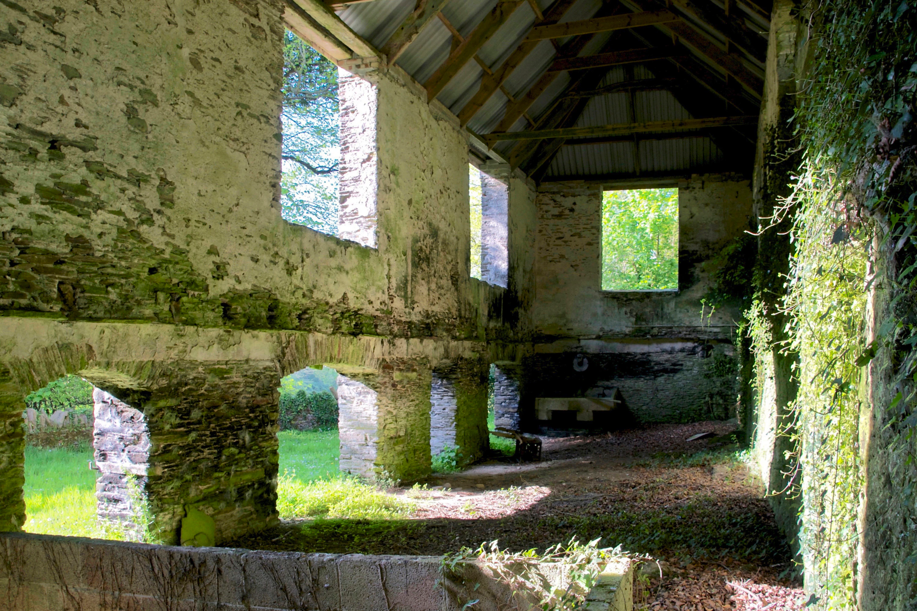 Internal view of an derelict stone barn