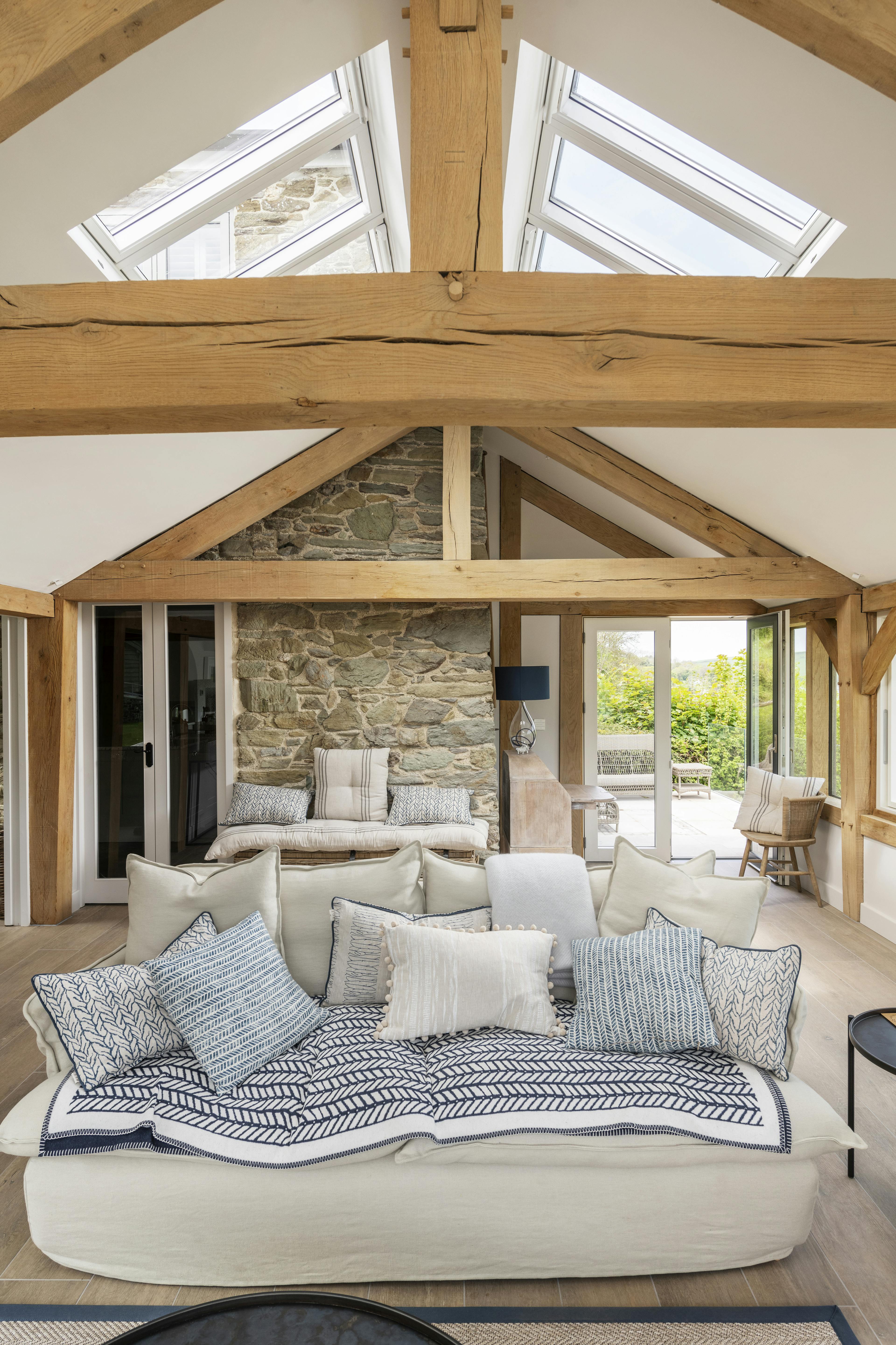 An oak framed garden room extension