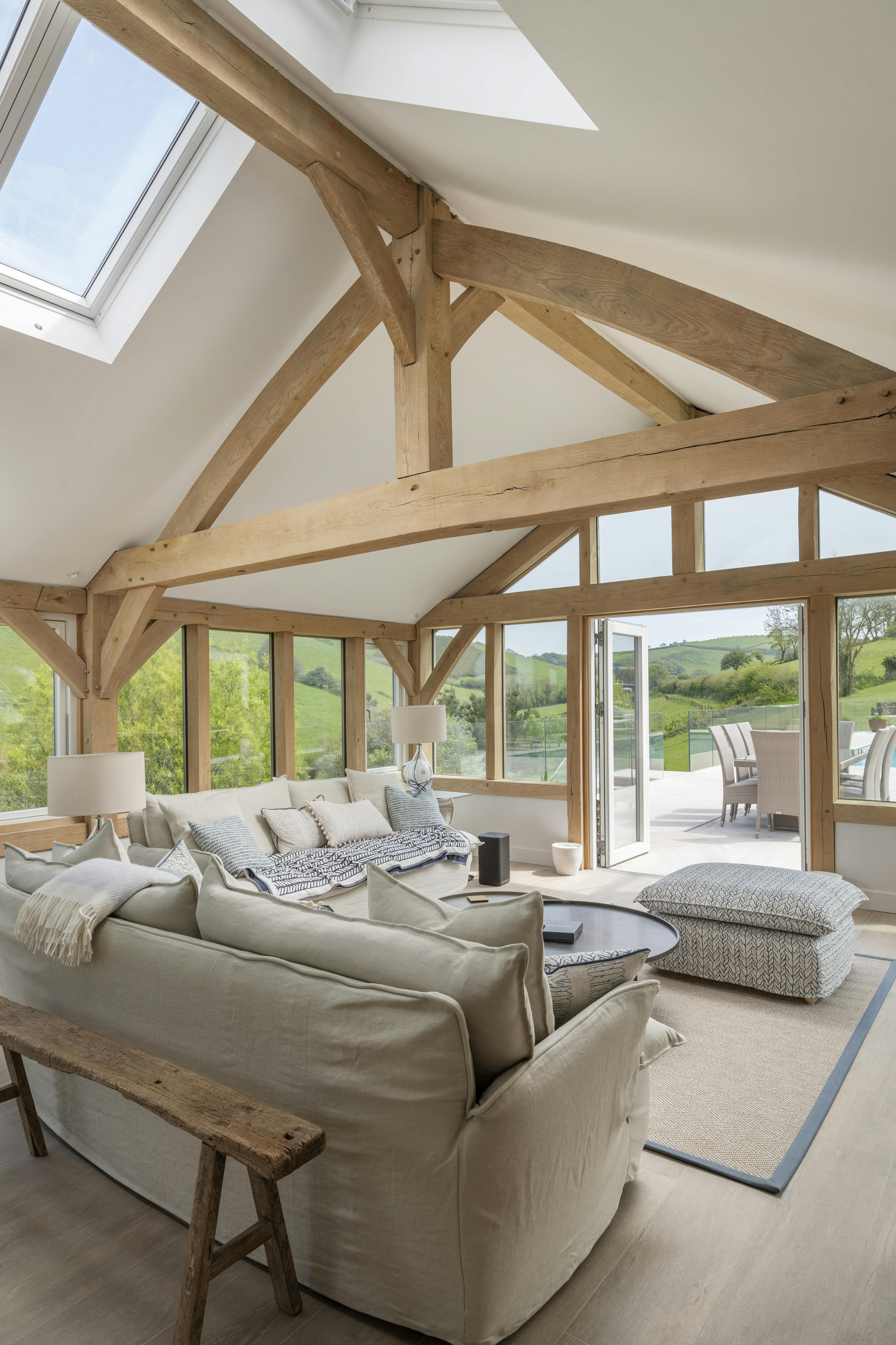 An oak framed garden room extension