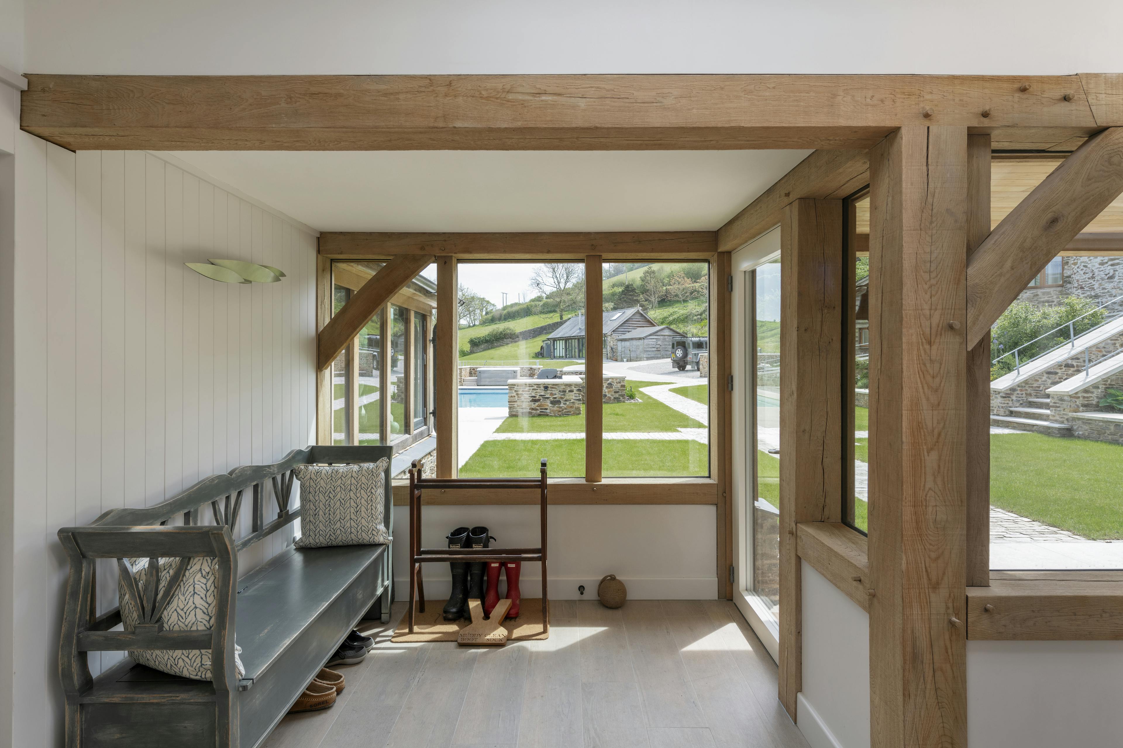 An oak framed entrance area