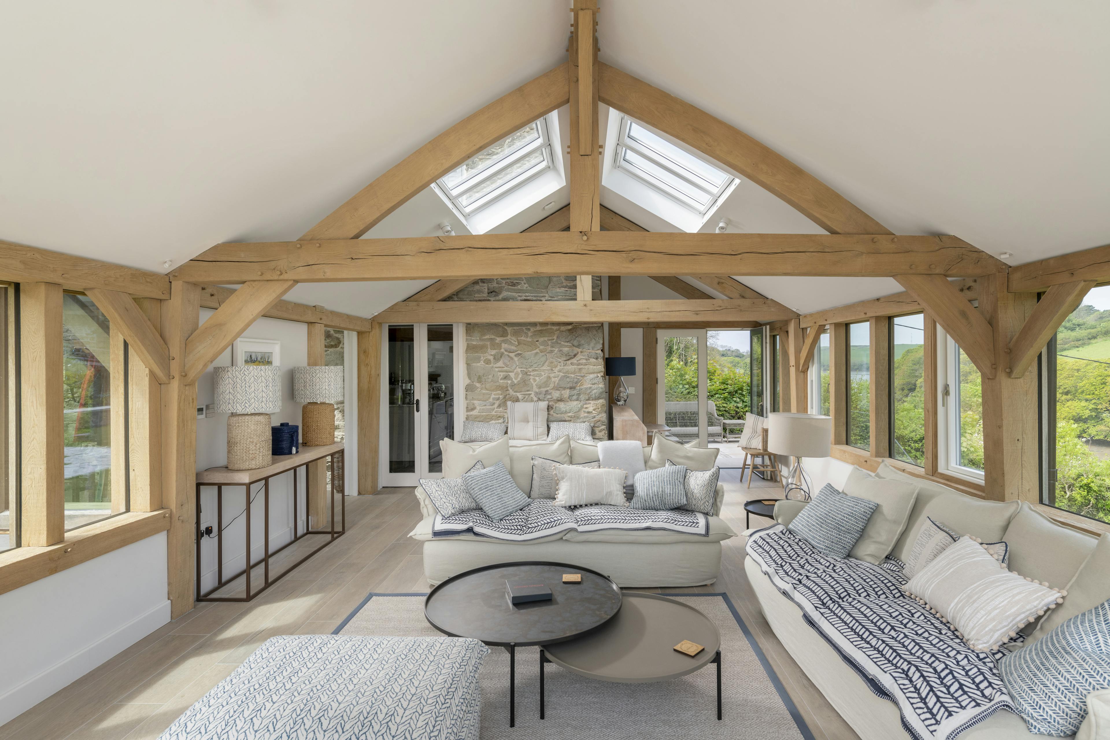 An oak framed garden room extension