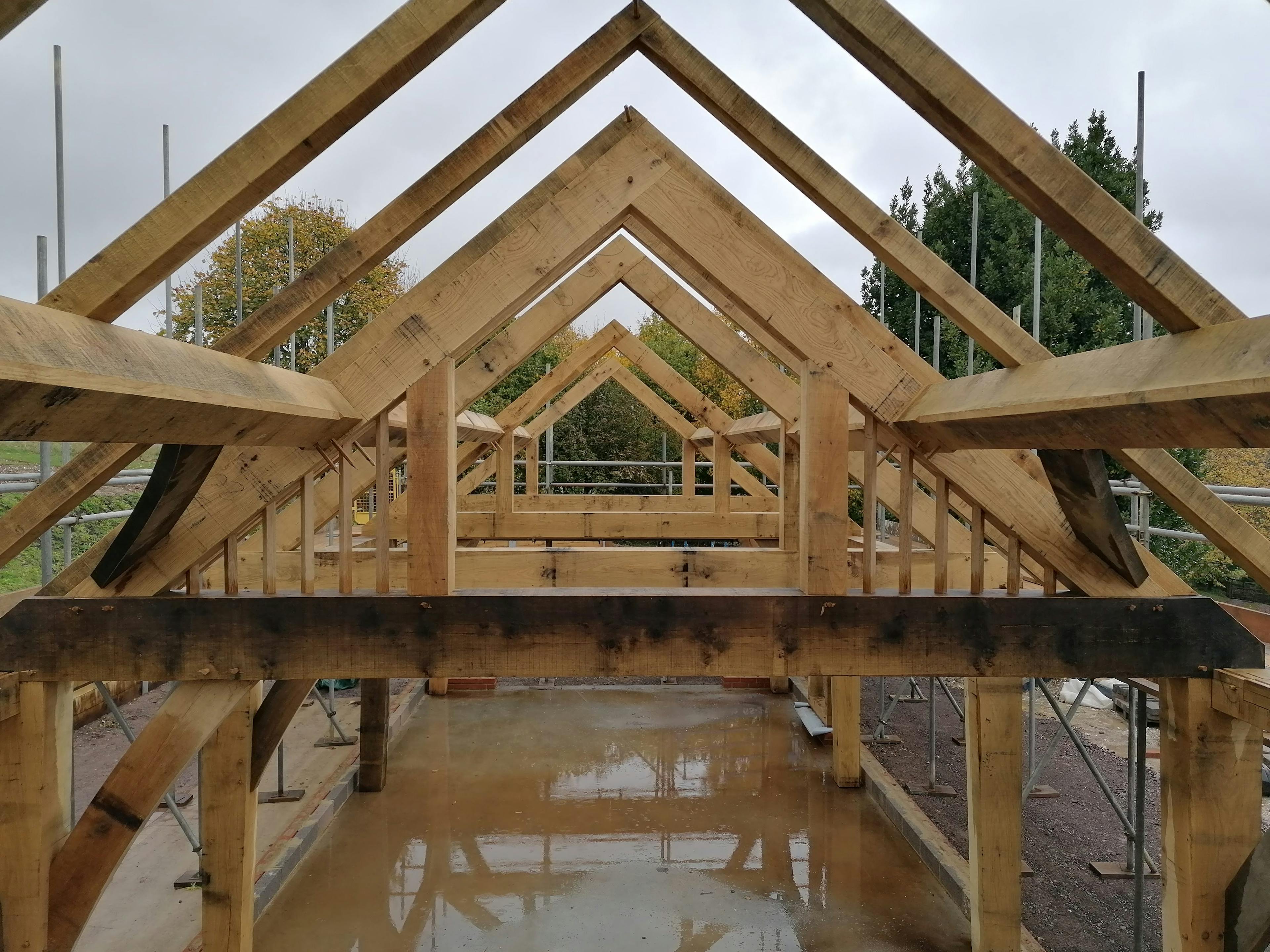 During construction of an oak framed garden annex 