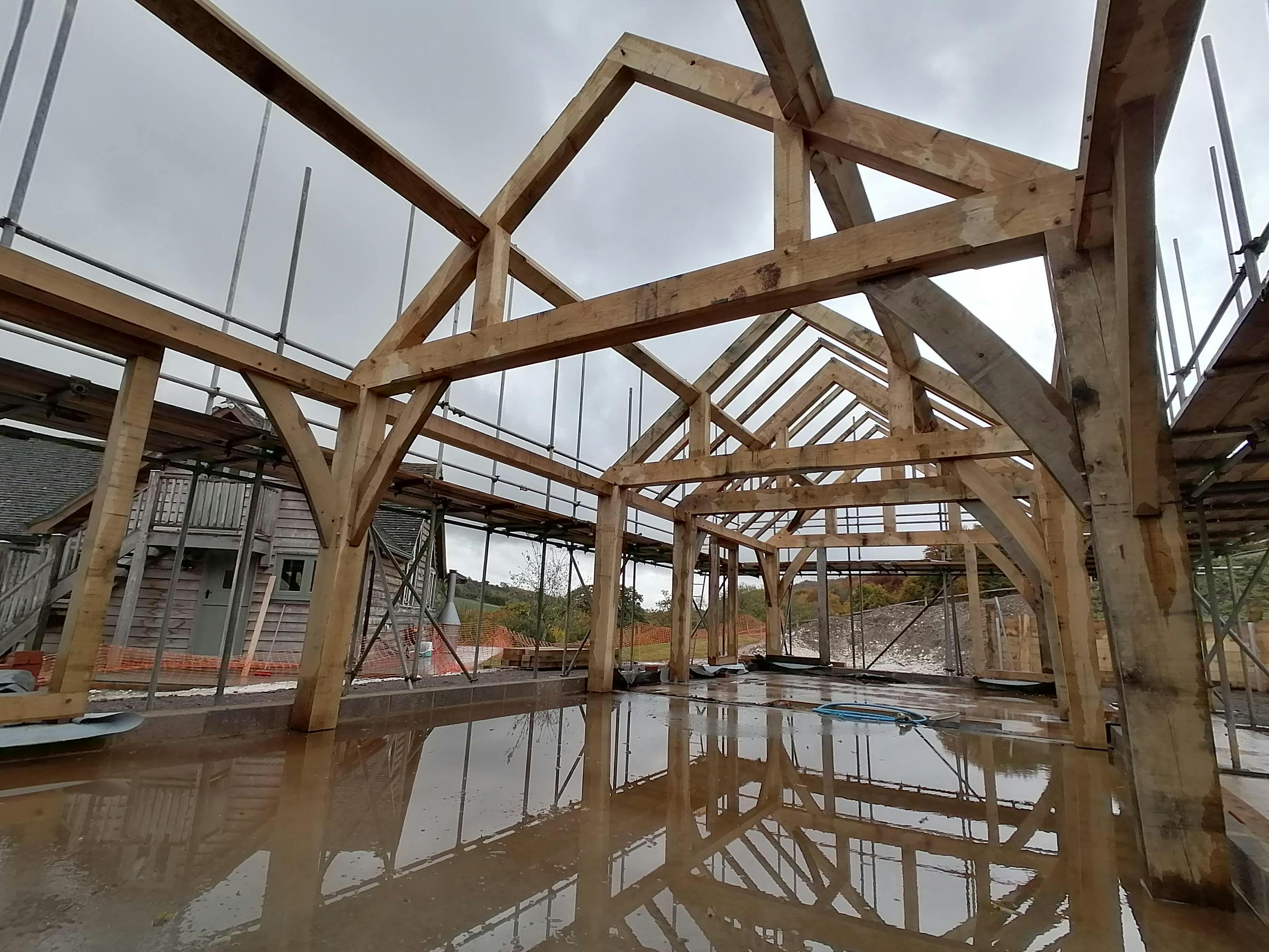During construction of an oak framed garden annex 