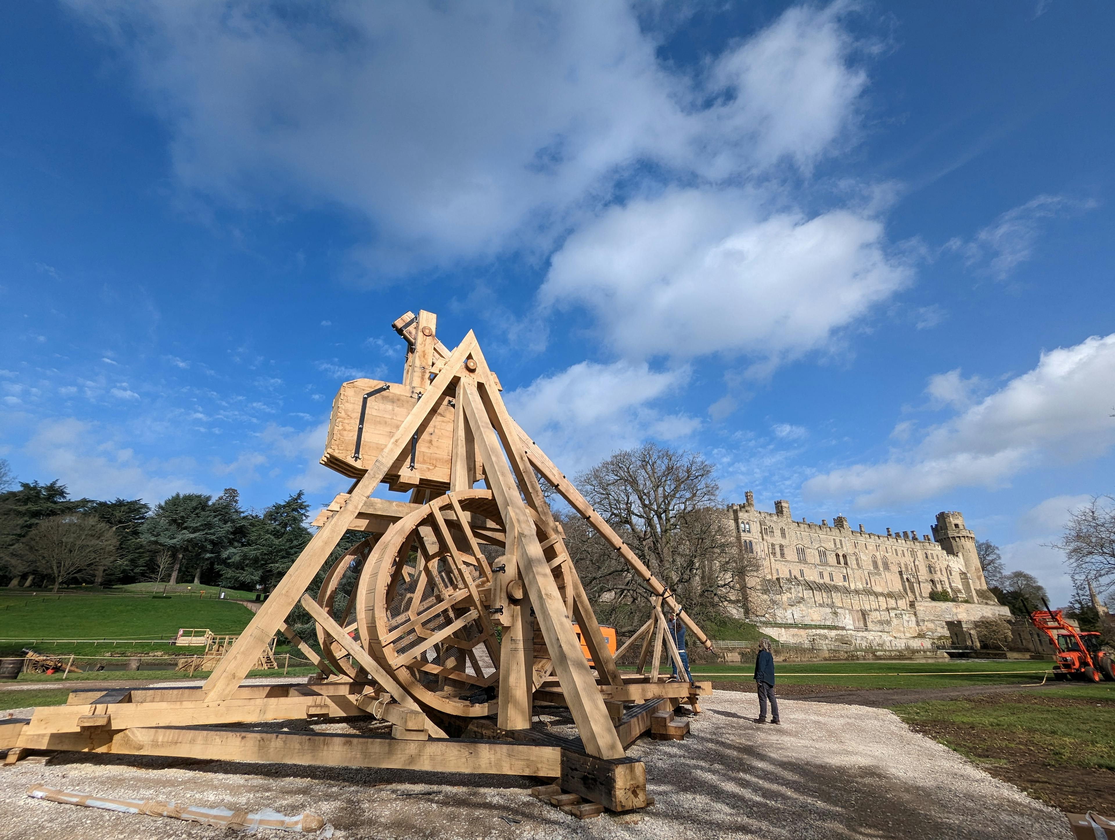 A full scale working oak and ash trebuchet at Warwick Castle