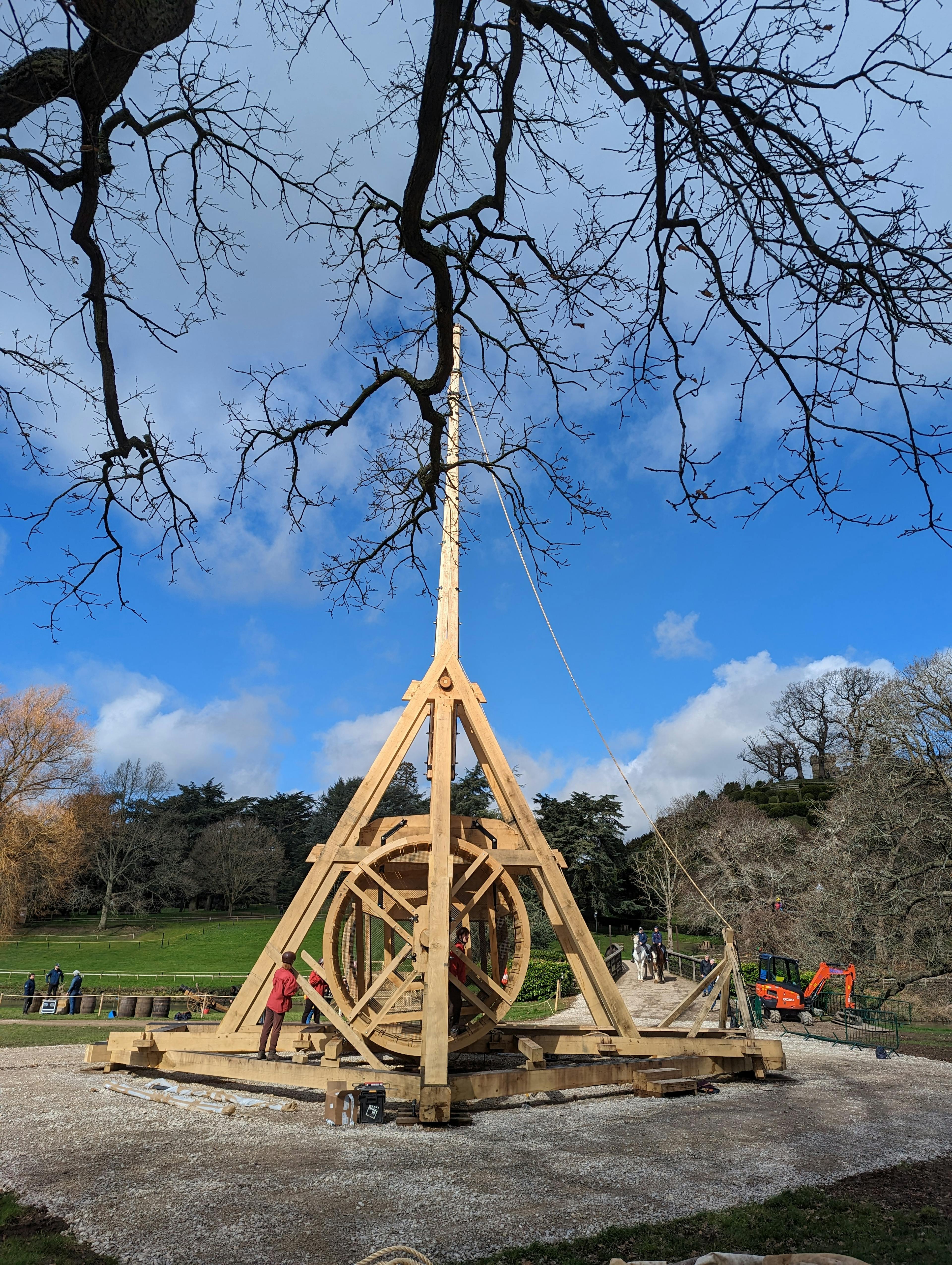 A full scale working oak and ash trebuchet at Warwick Castle