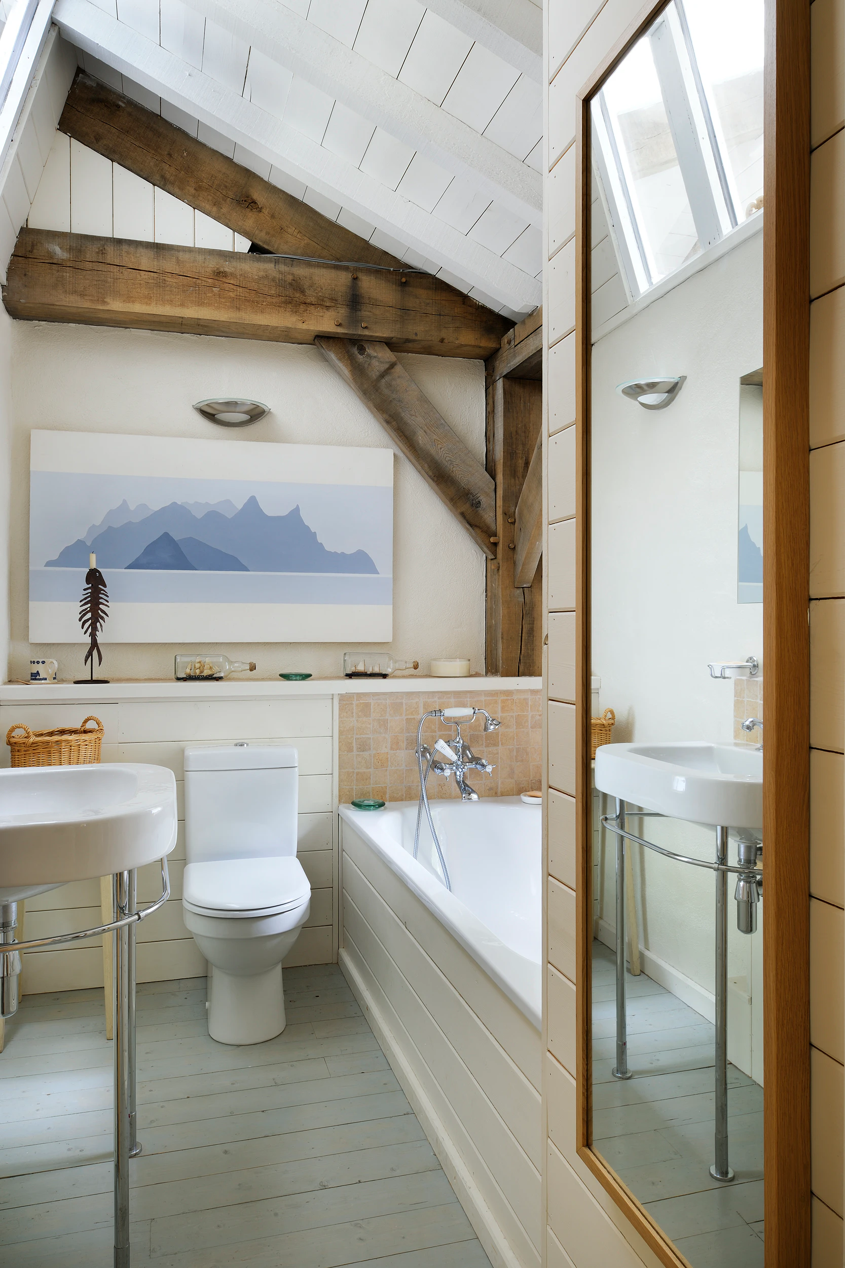 Interior view of an oak-framed bathroom