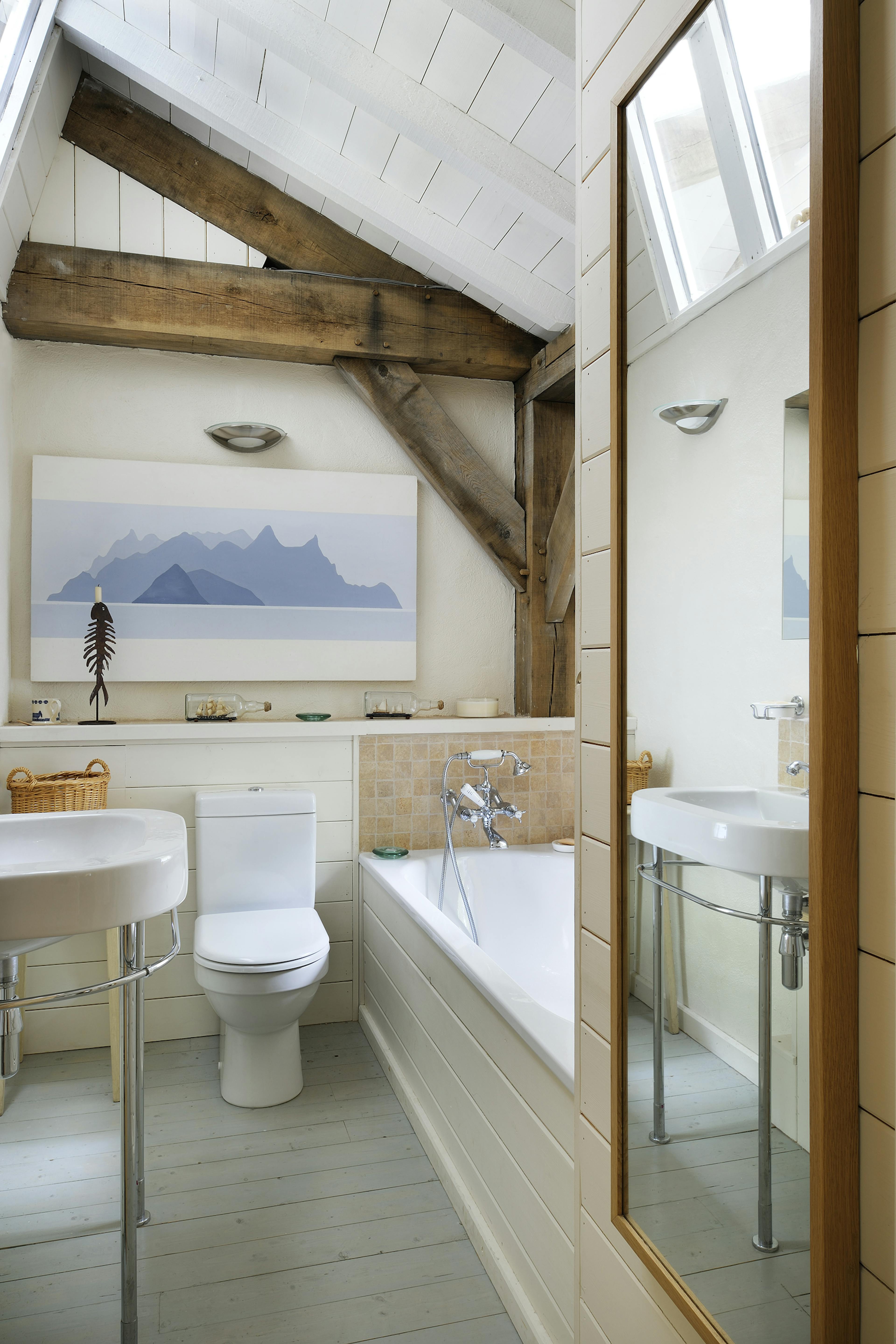 Interior view of an oak-framed bathroom