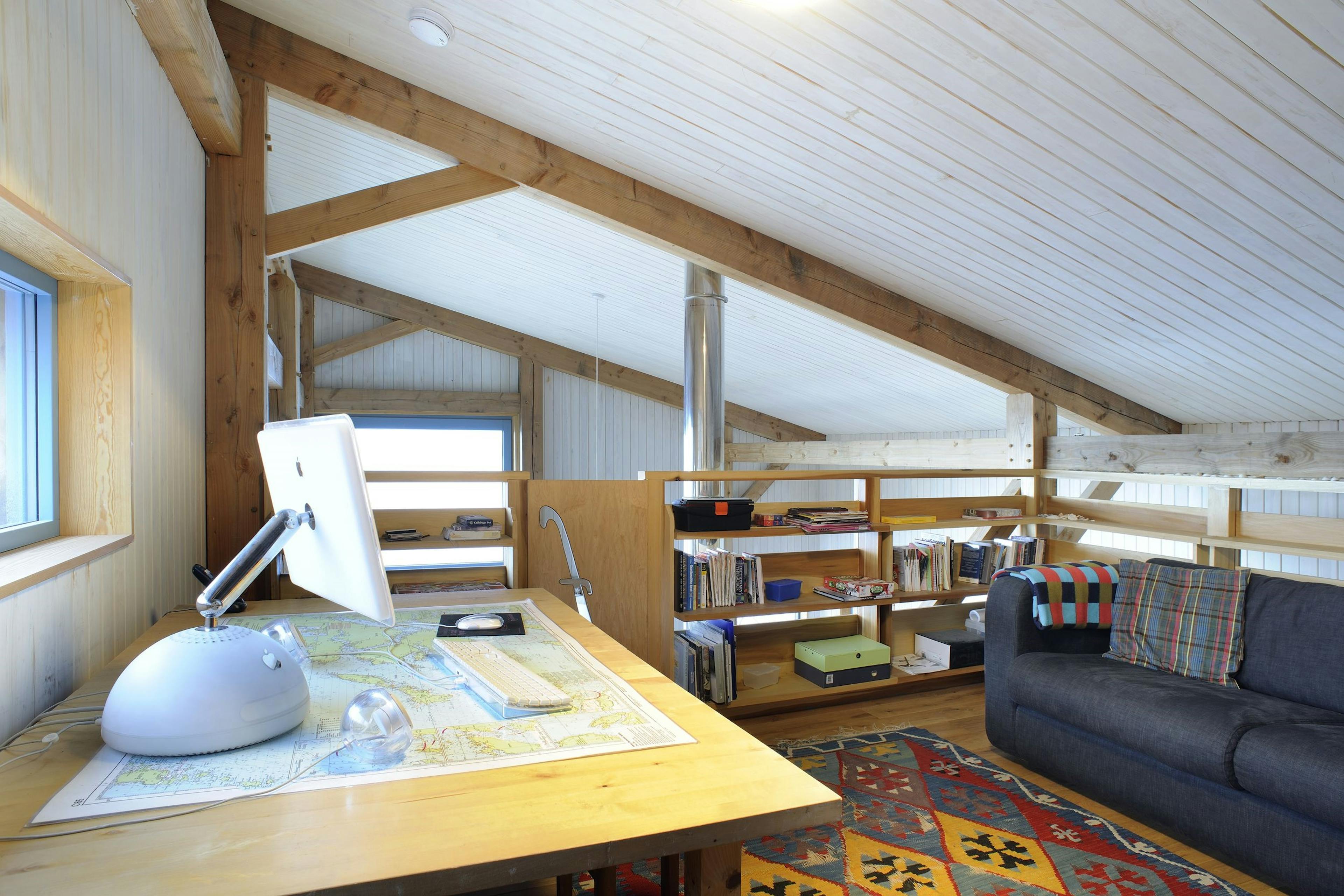 An oak framed mezzanine study area