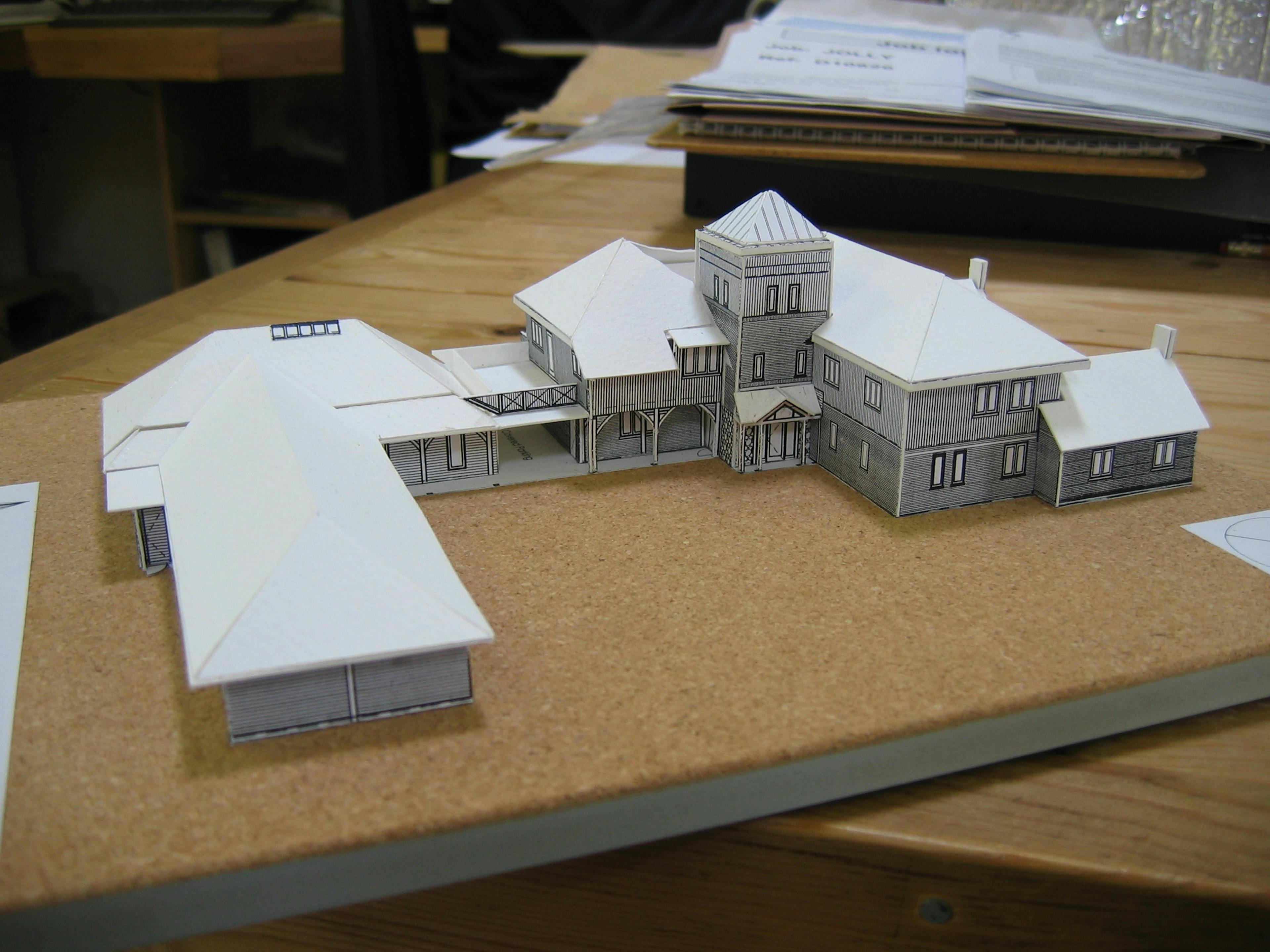 3D model of a large-scale timber-framed family home