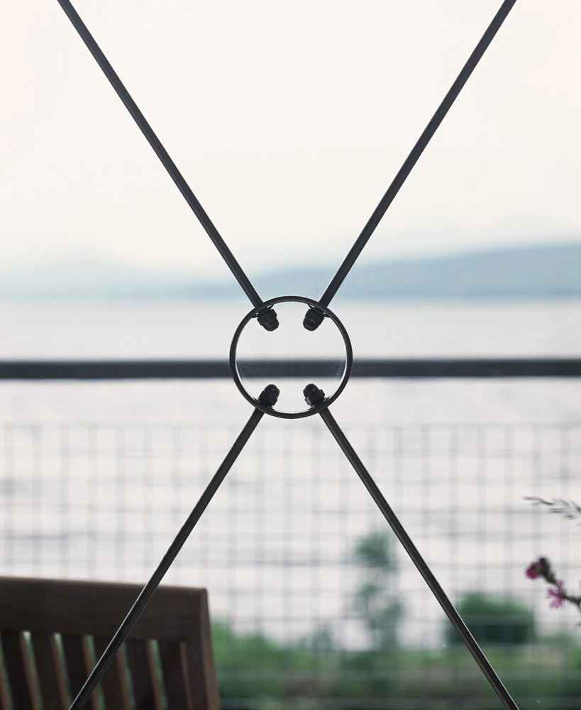 Close-up view of a steel connection in a structural framework