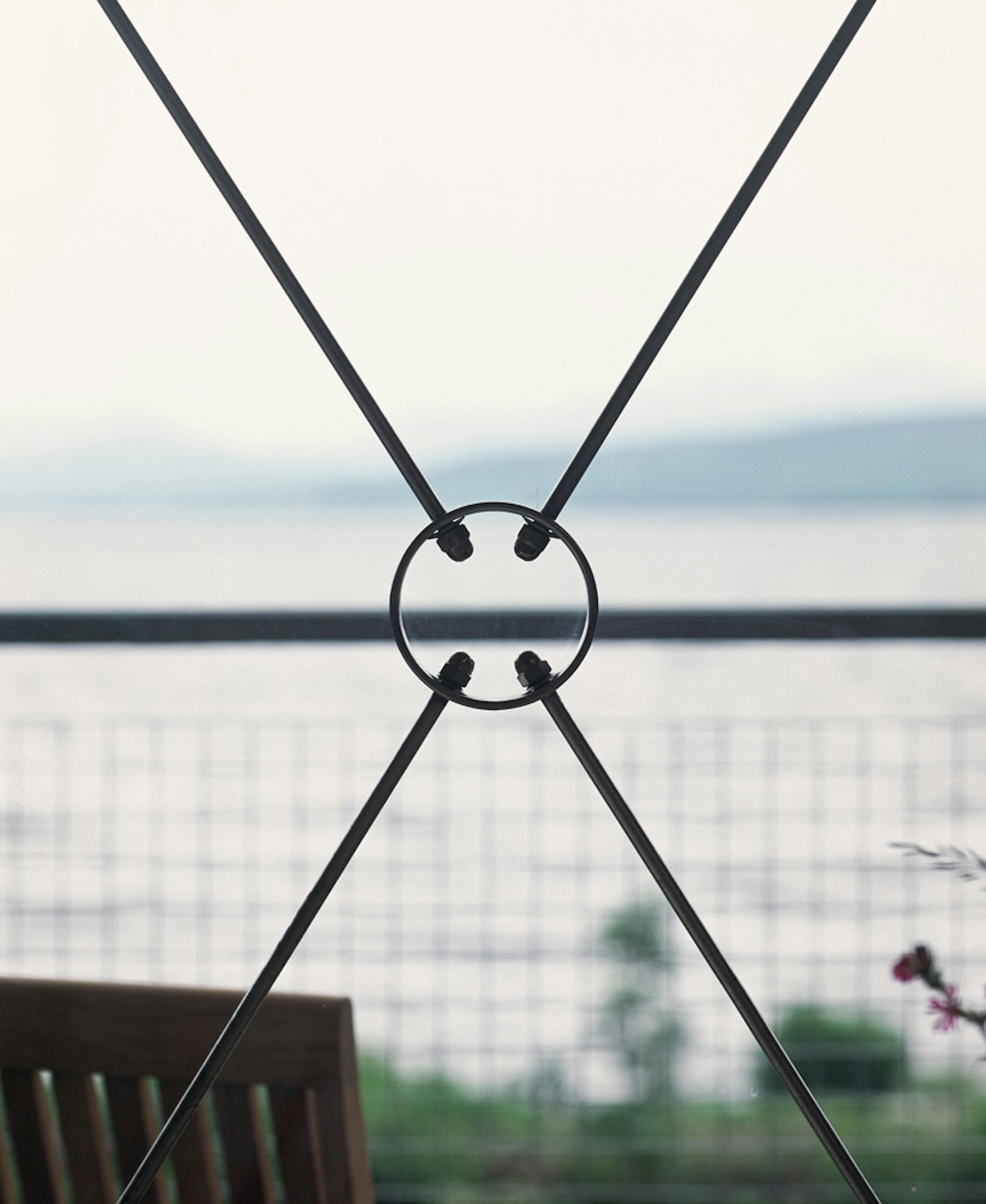 Close-up view of a steel connection in a structural framework