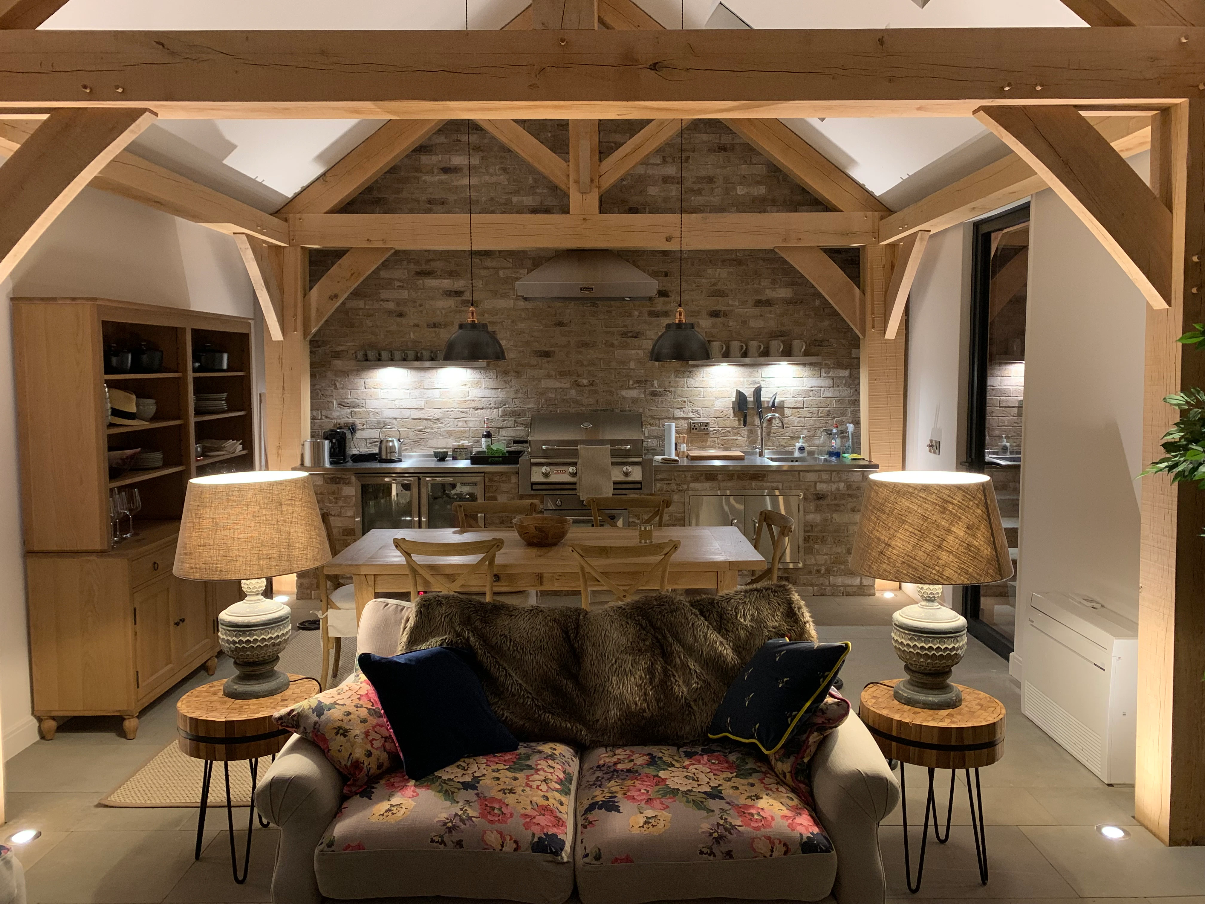 Bespoke kitchen installed in an oak-framed garden room