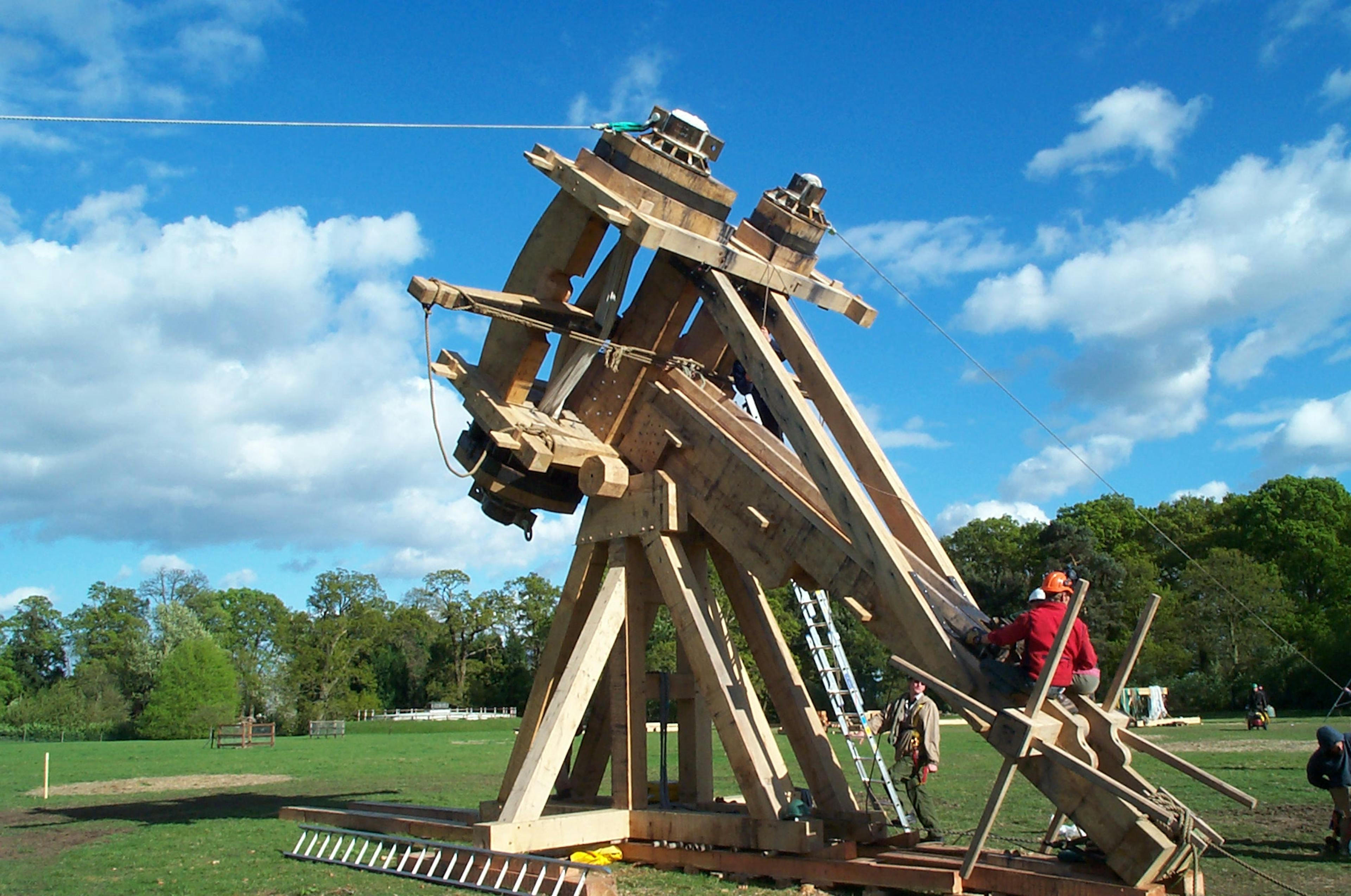Traditional Ballista being installed on-site by carpenters