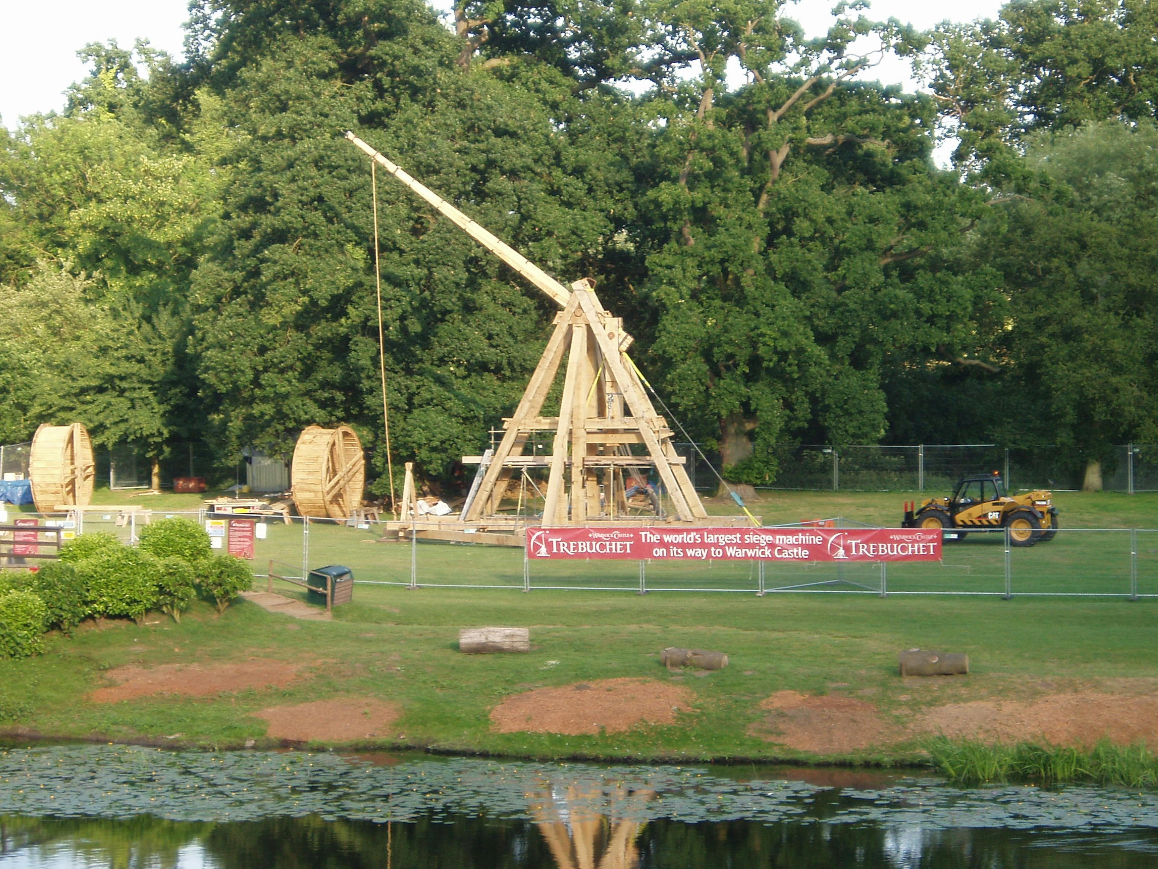 Trebuchet being installed on-site at Warwick Castle