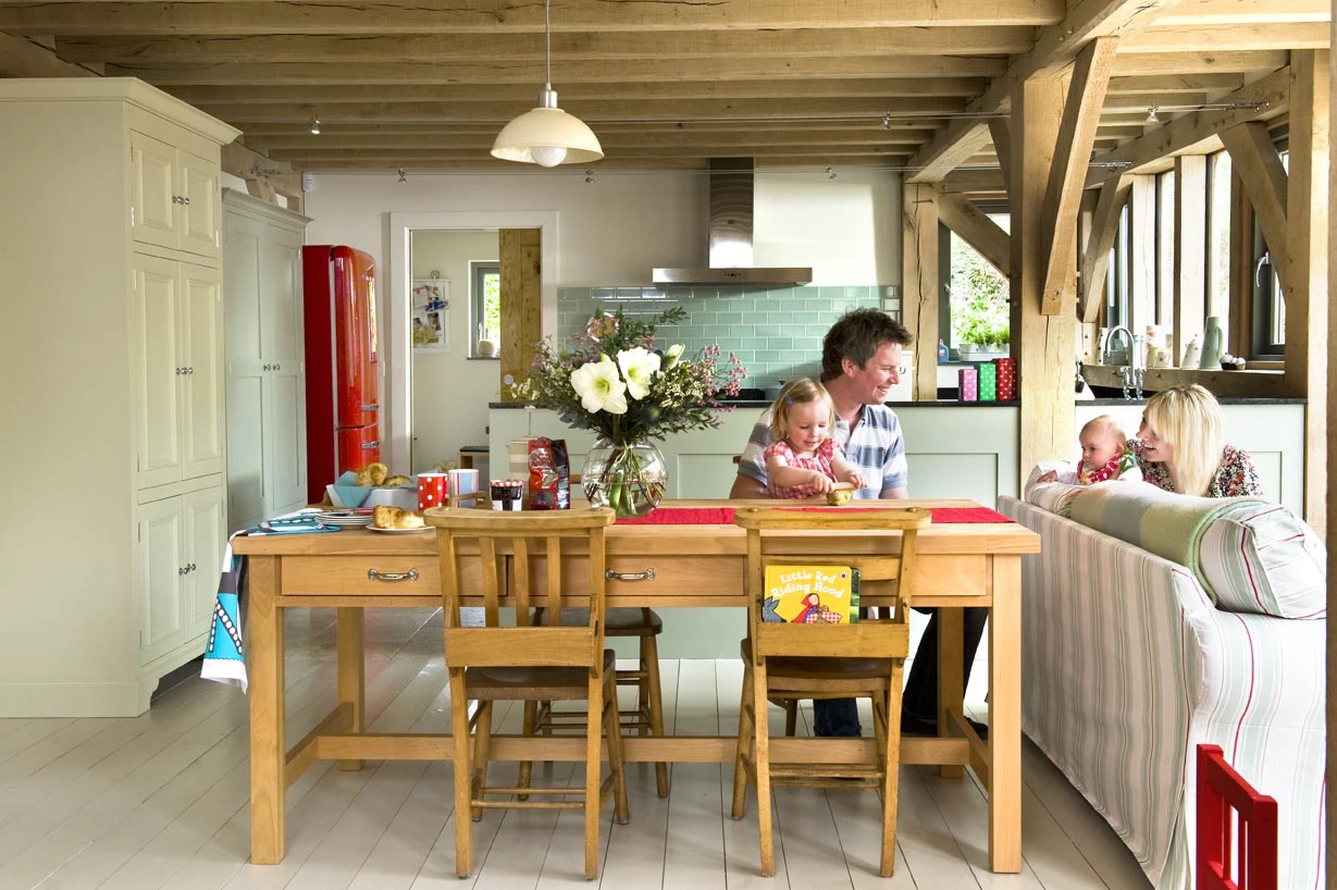 Interior view of an open-plan living space