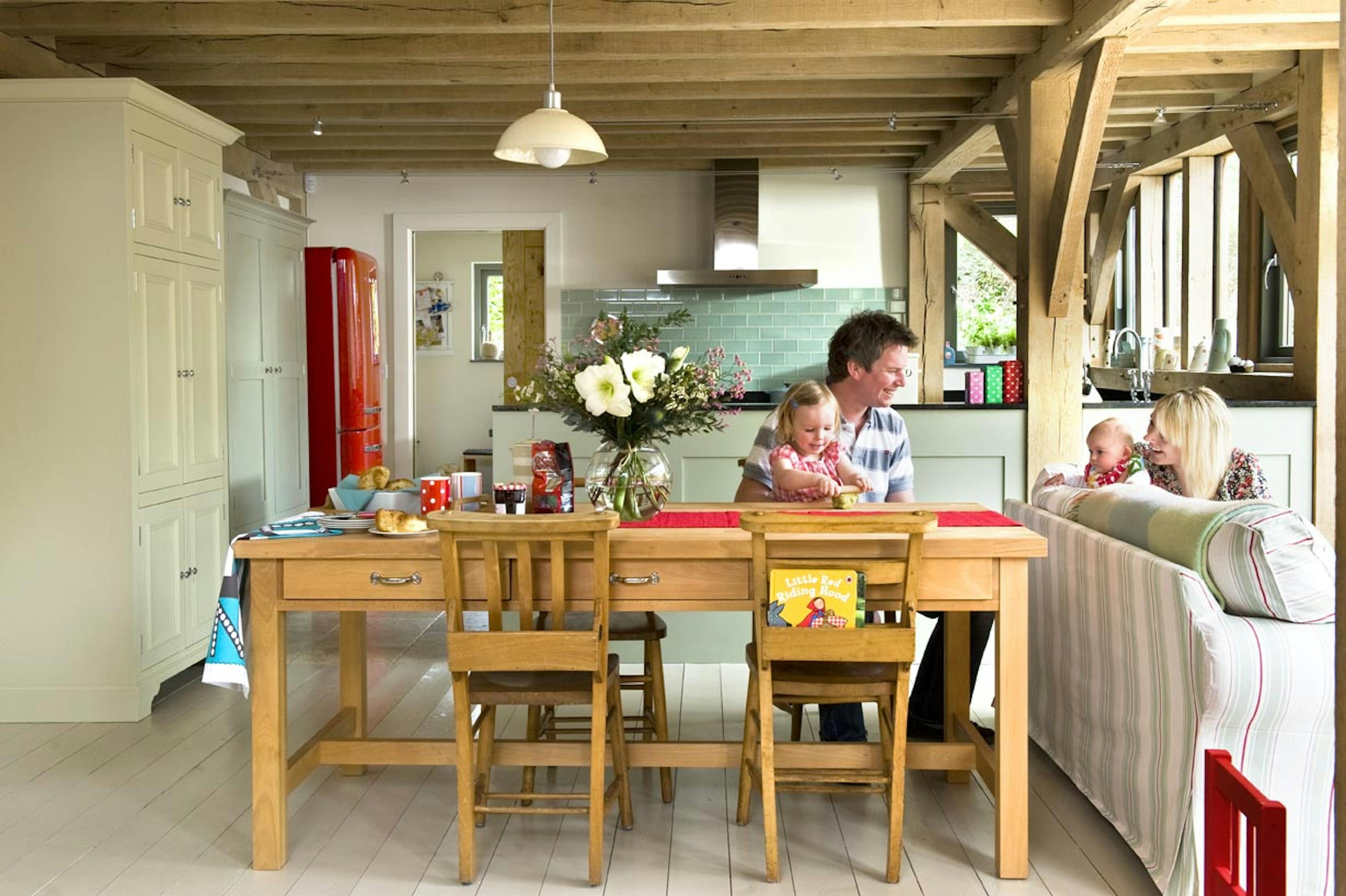 Interior view of an open-plan living space
