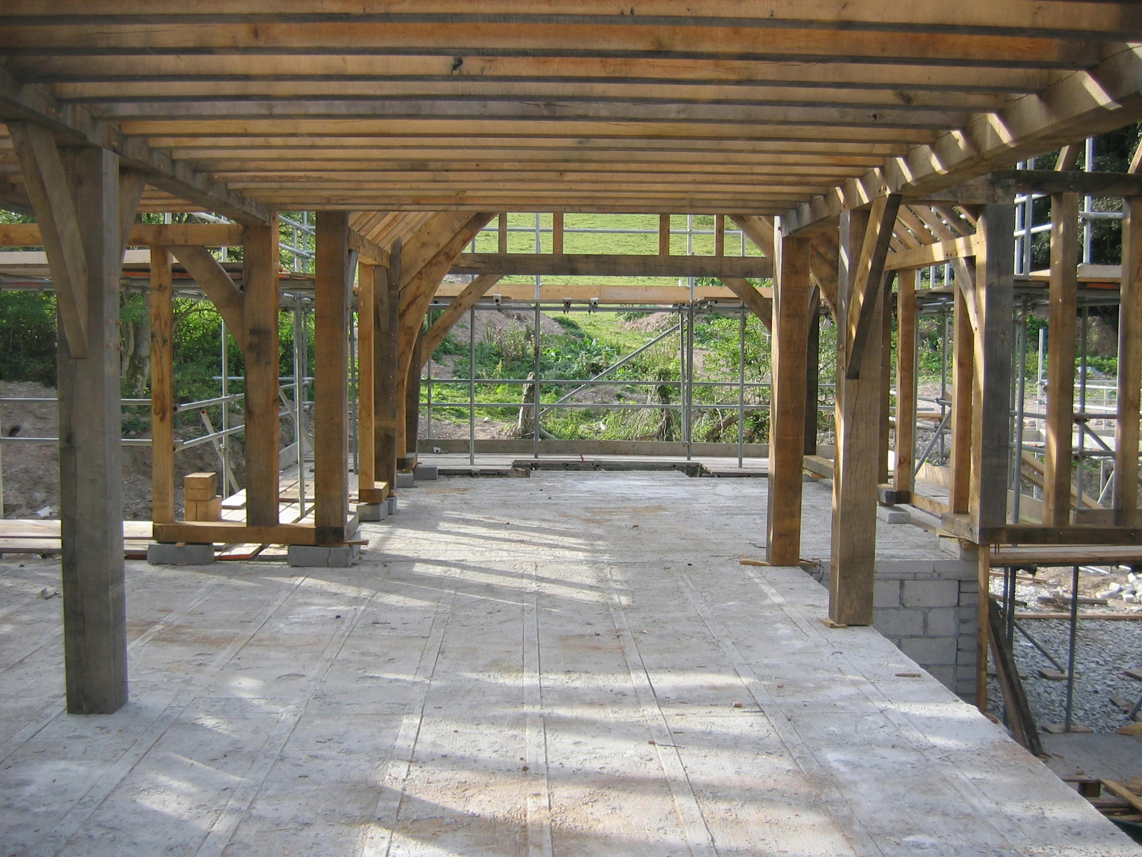 One-and-a-half-storey oak-framed home being installed on-site