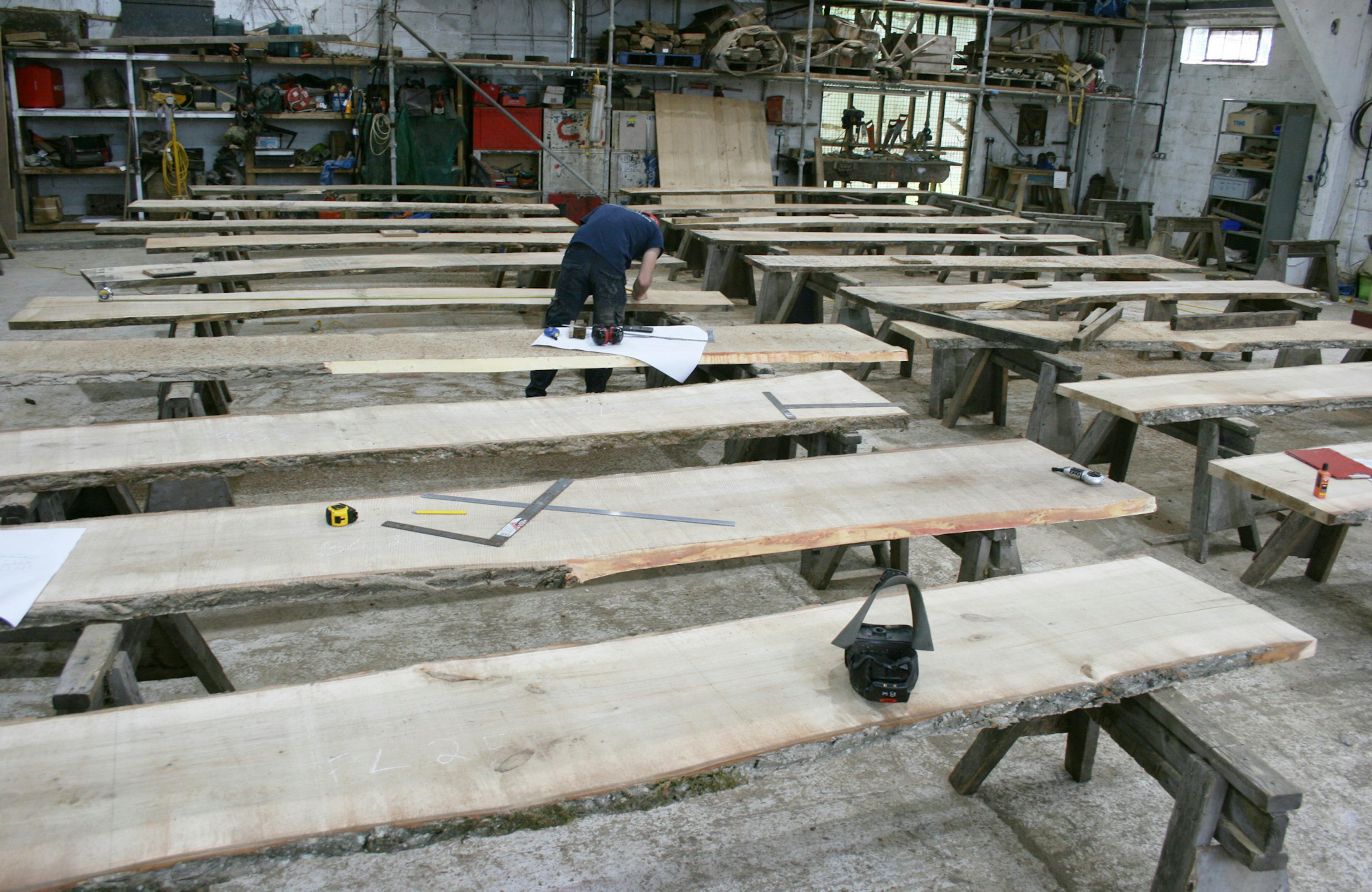 Carpenters manufacturing a structure in for the forest of imagination festival in Bath in 2019
