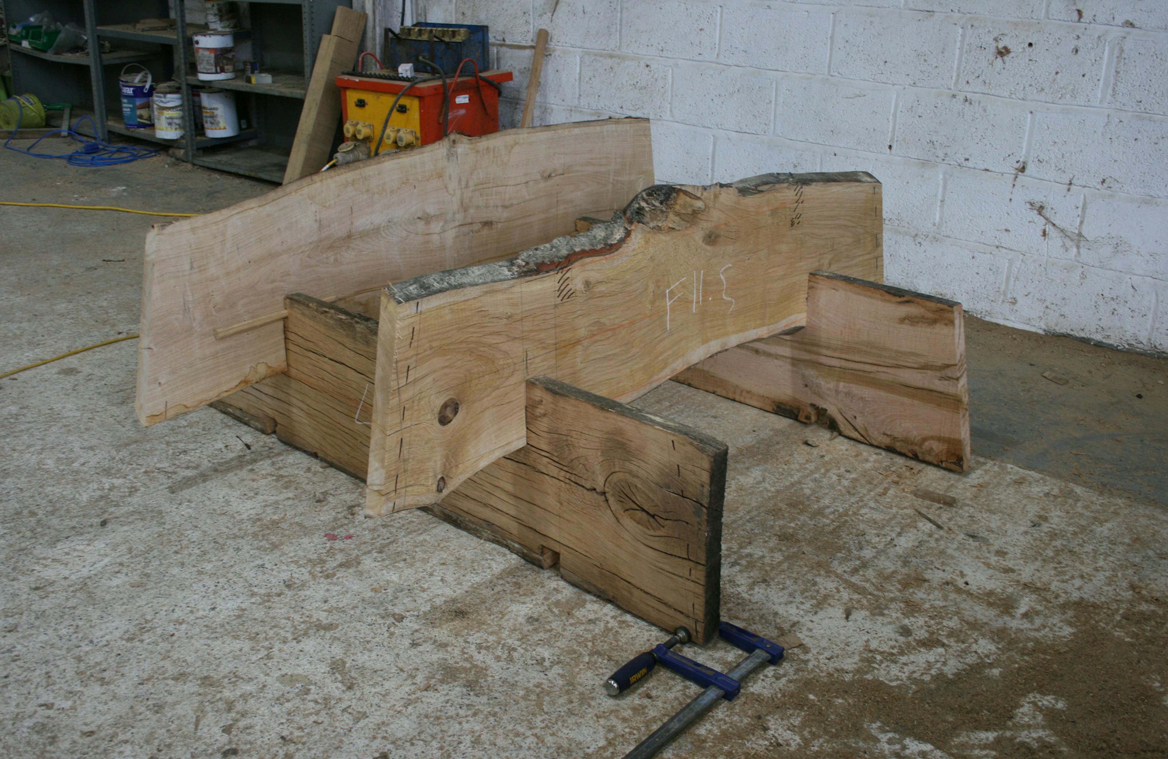 Carpenters manufacturing a structure in for the forest of imagination festival in Bath in 2019