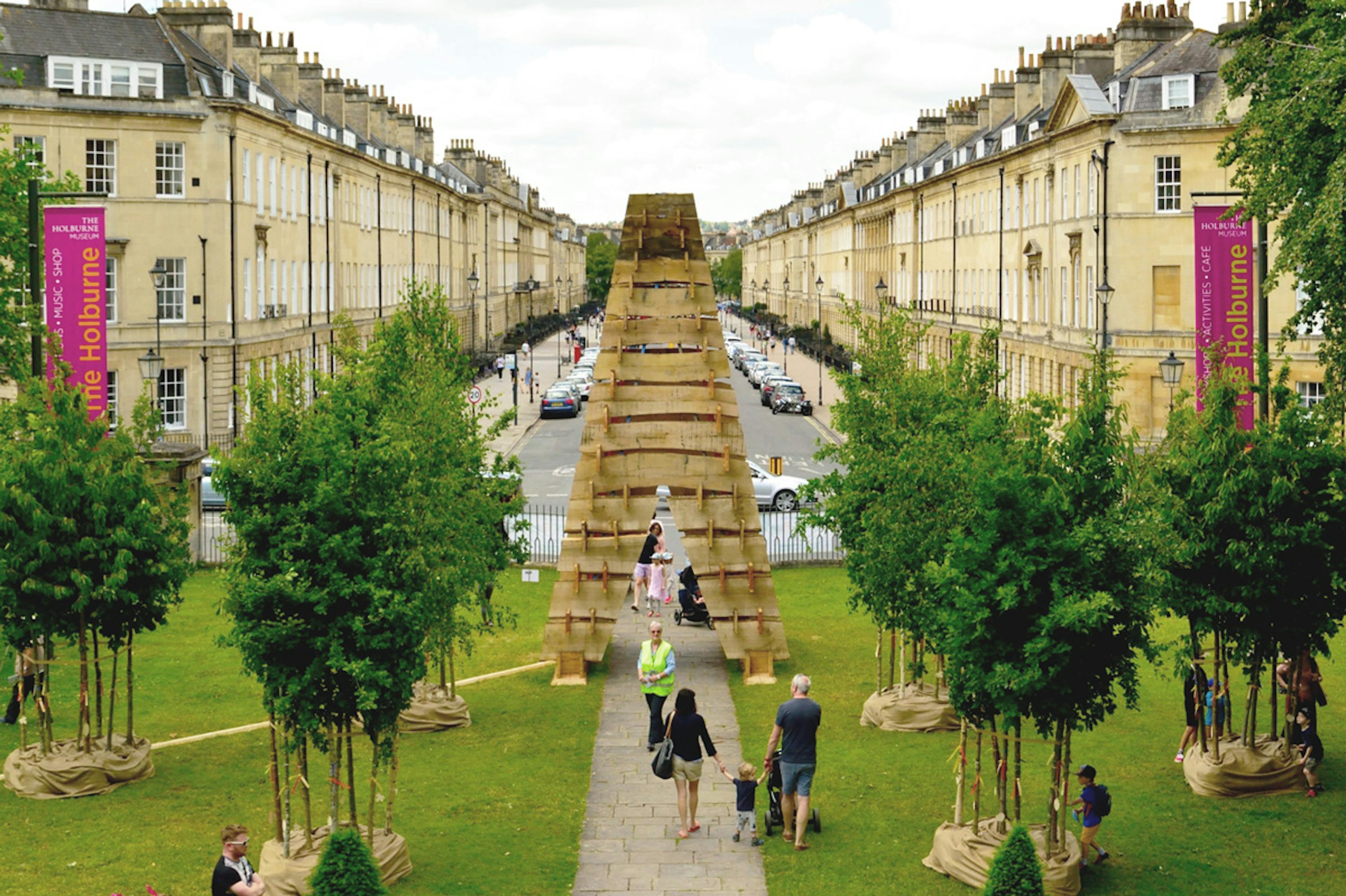 A wooden sculpture for the forest of imagination festival in a park in Bath 2019