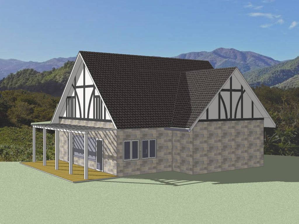 Artist's rendering of a Japanese tea shop