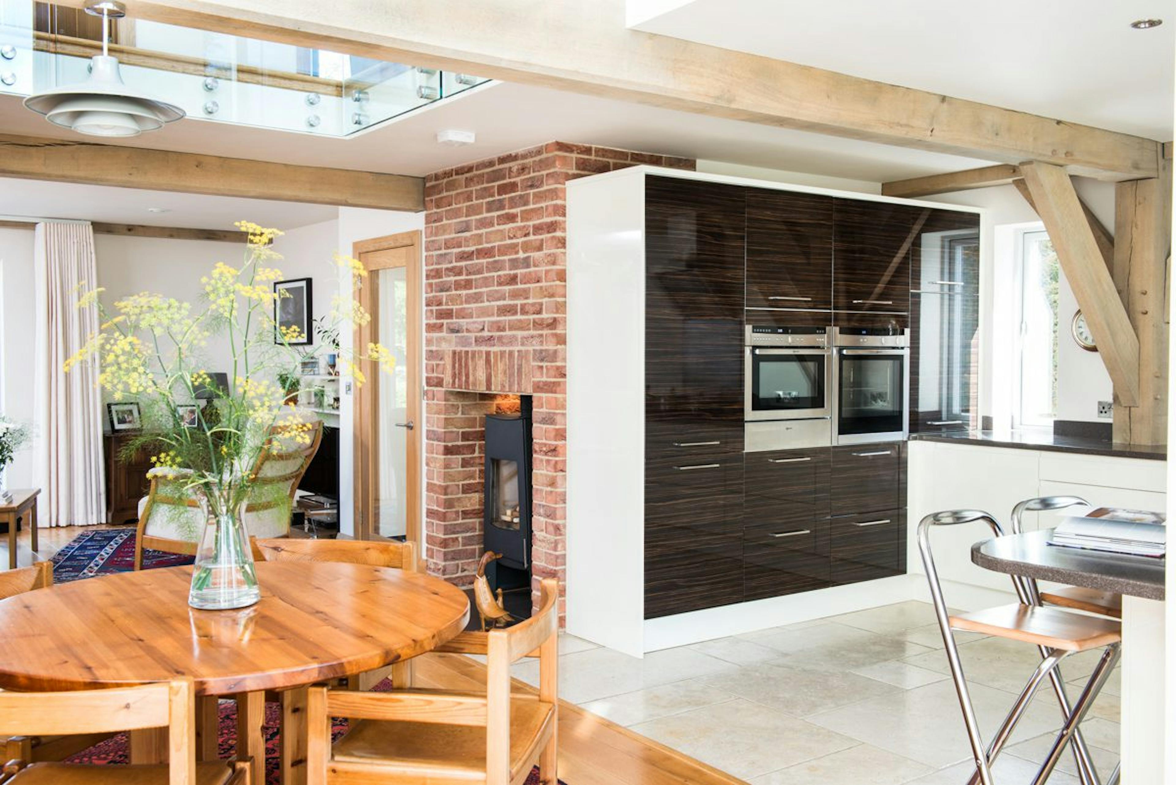 Internal view of a structural timber-framed family home