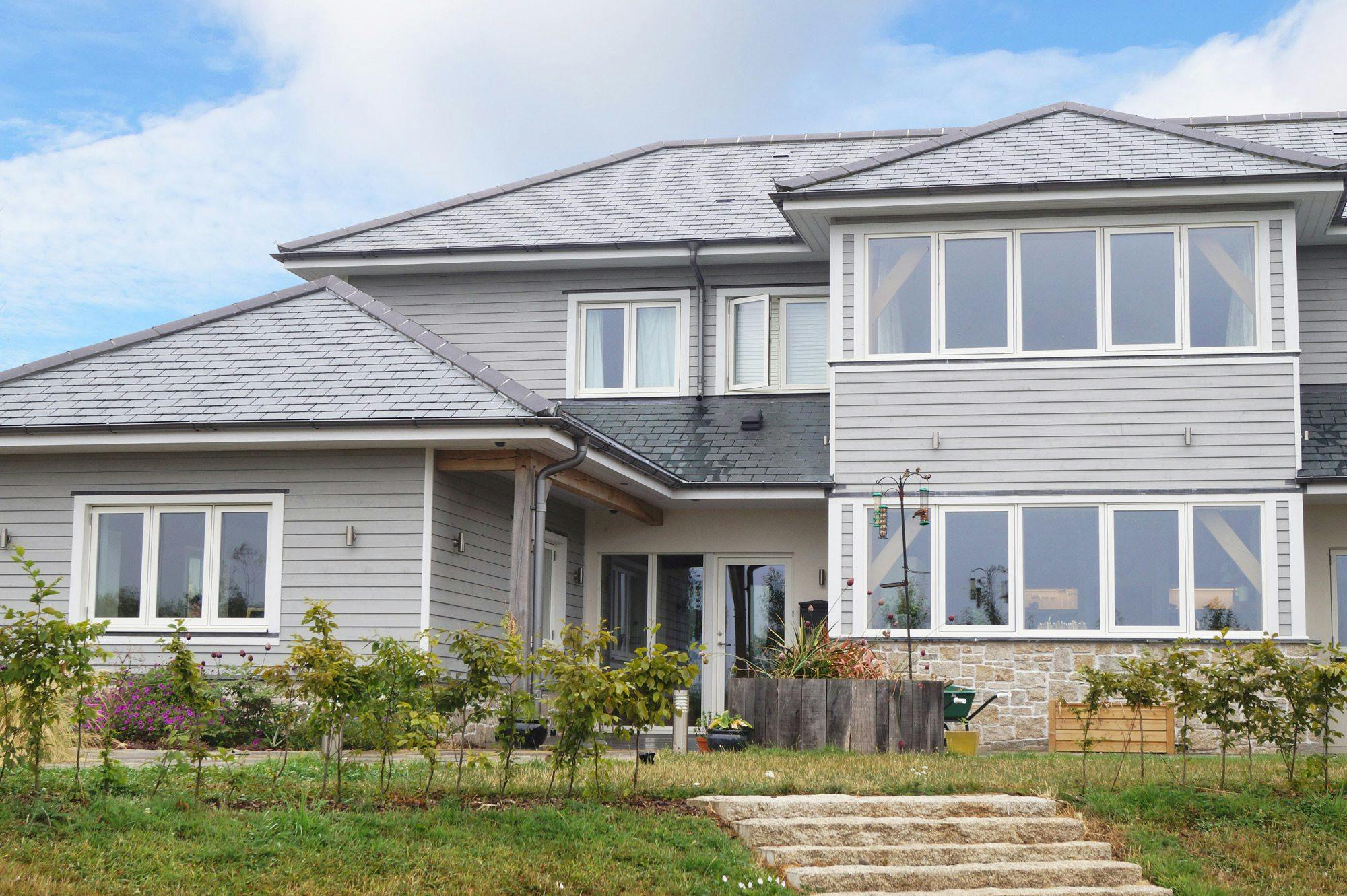 New England-style, two-storey oak-framed home with classic architectural design