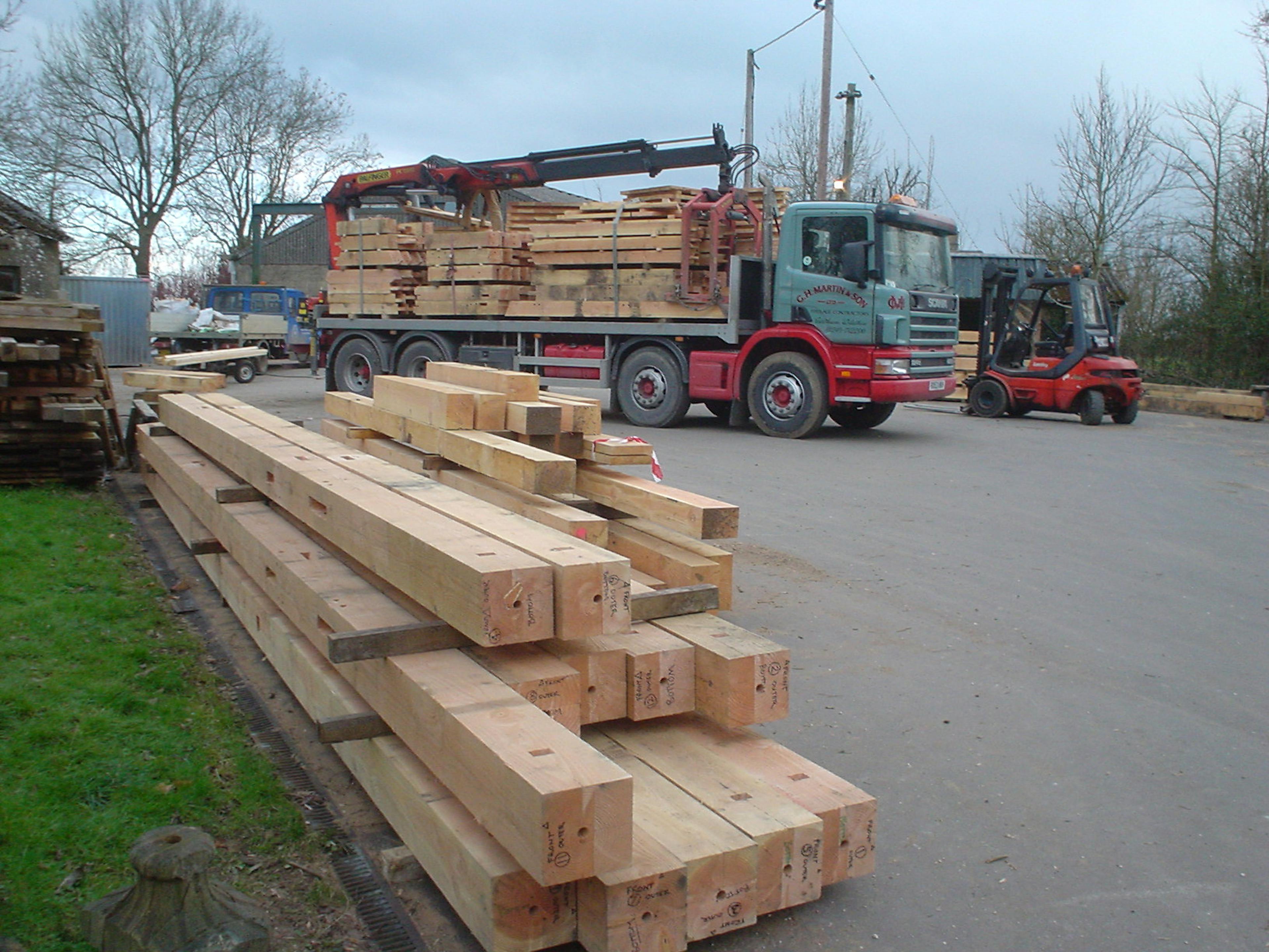 Stack of timber ready to be shipped to Longleat Estate