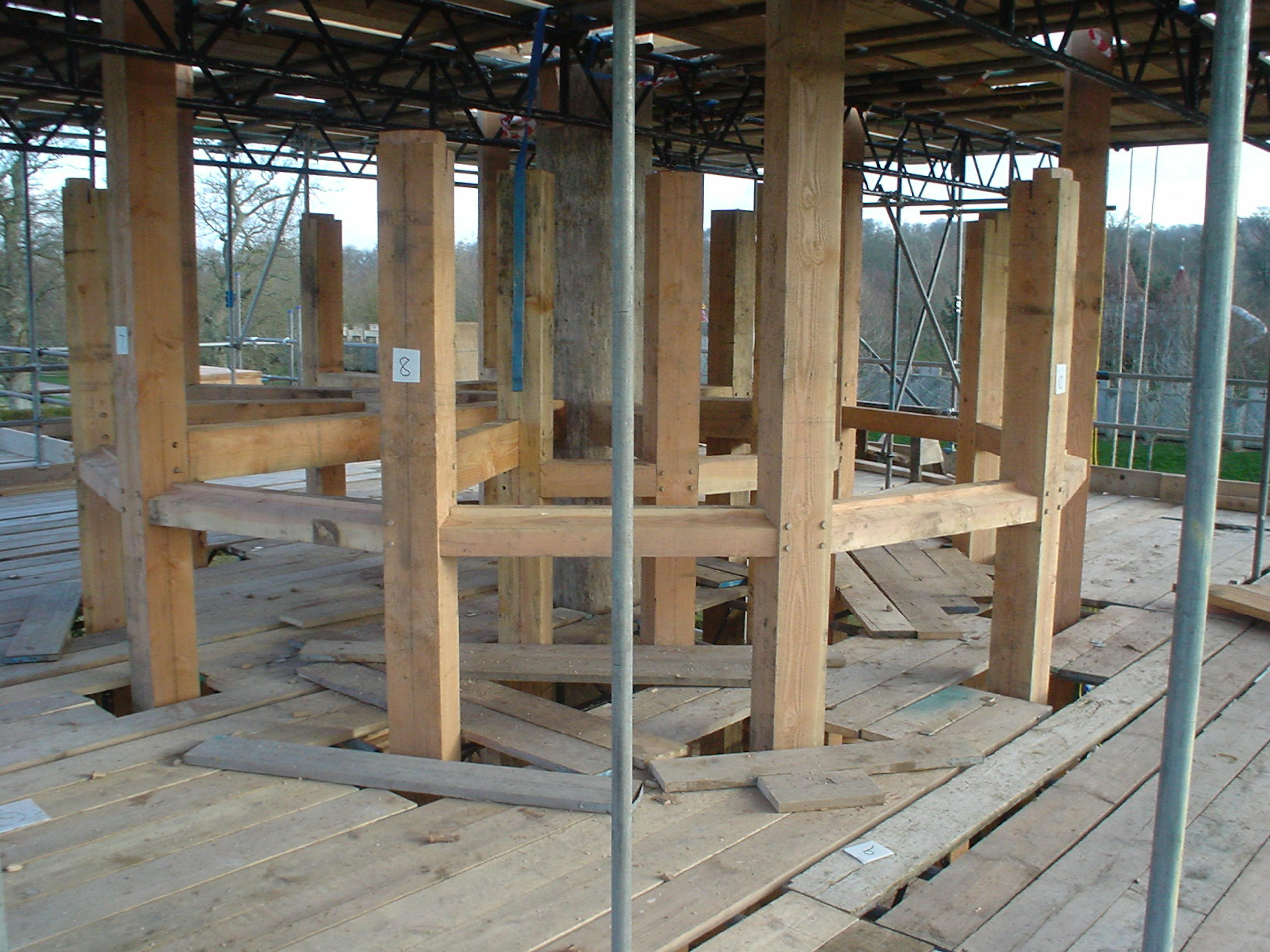Tower structure being assembled on-site at Longleat Estate