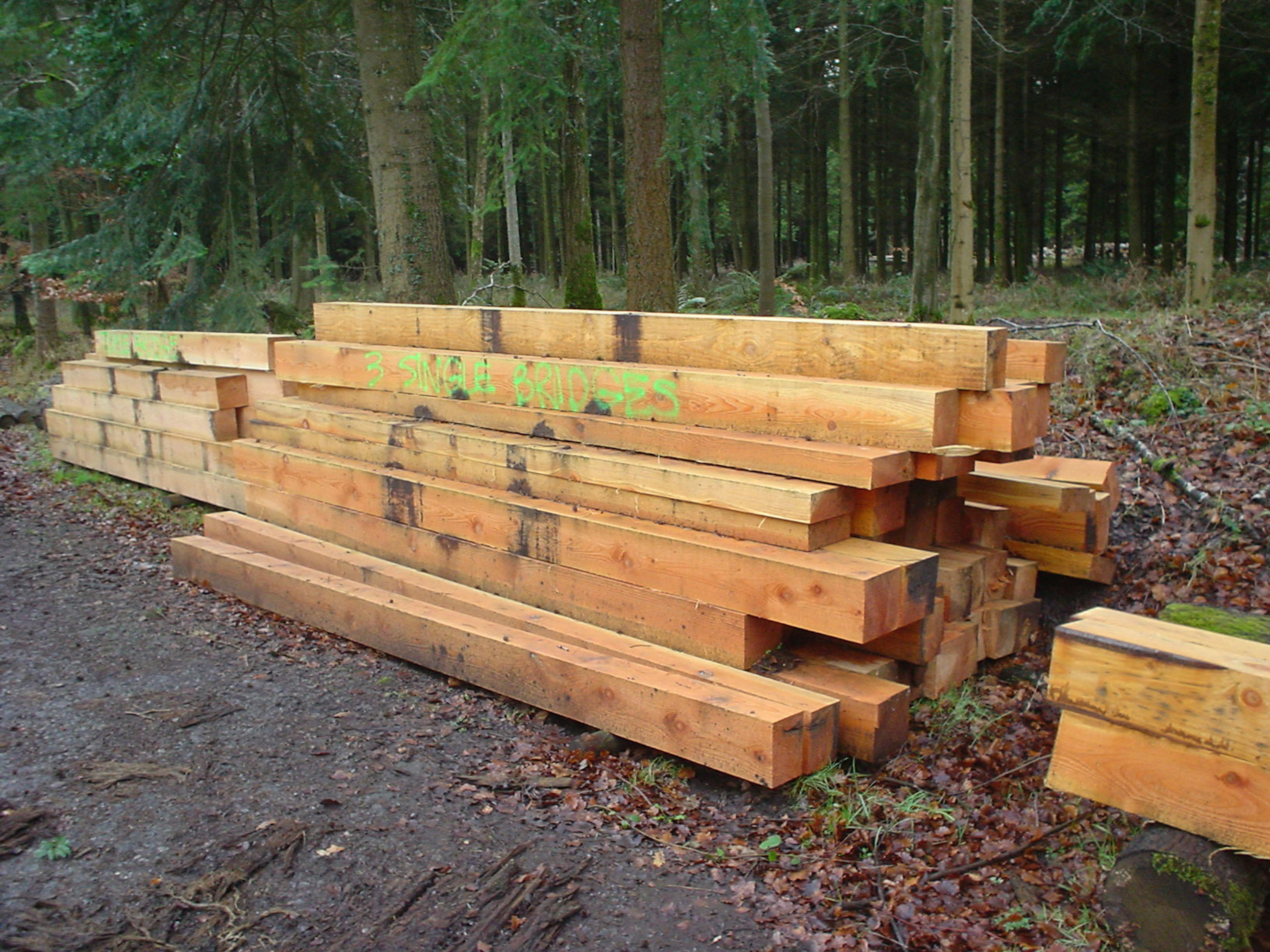 Timber that has been sawn and planed, sourced from the woodland at Longleat