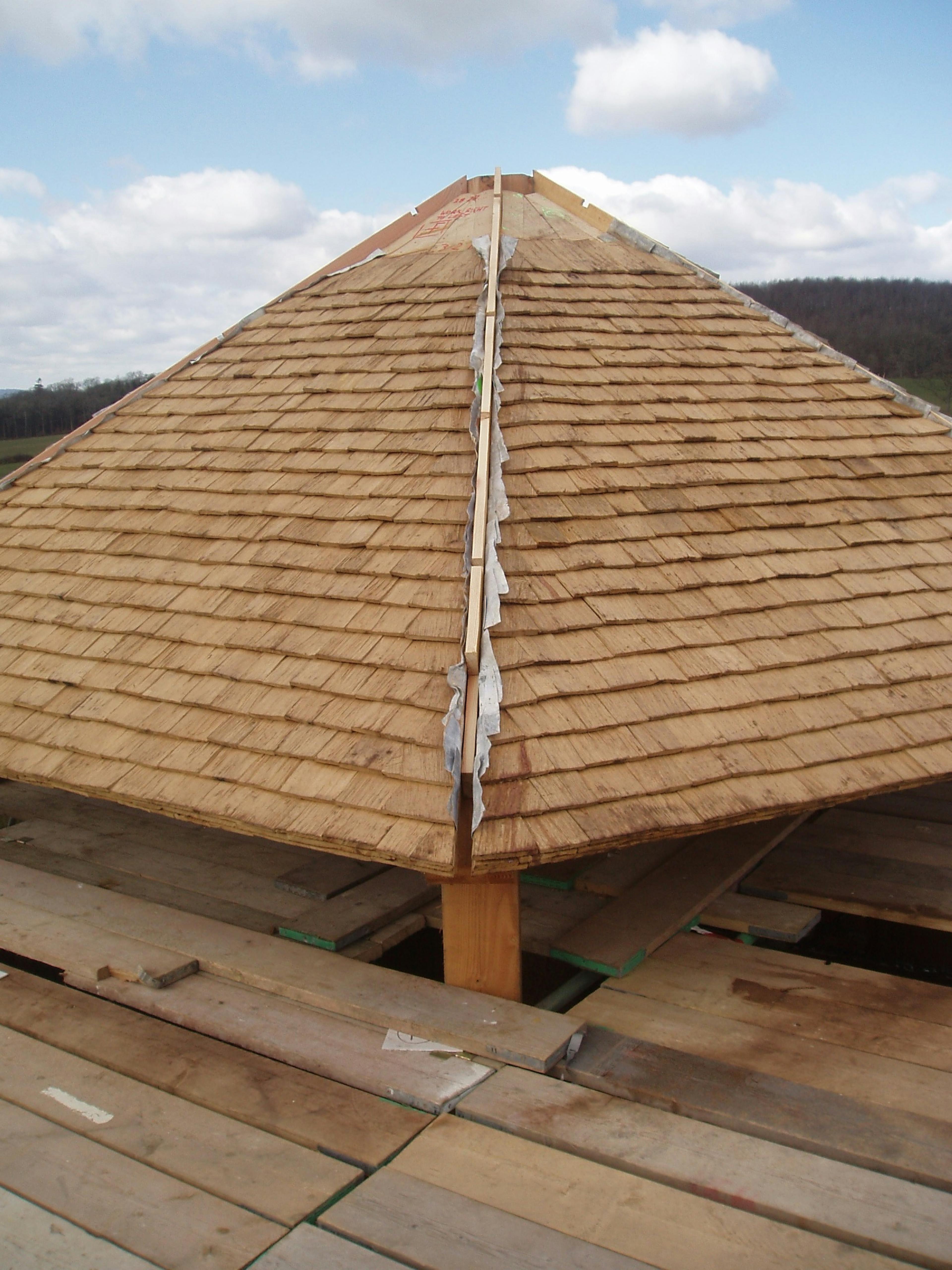 Roof being installed on-site for the maze tower at Longleat Estate