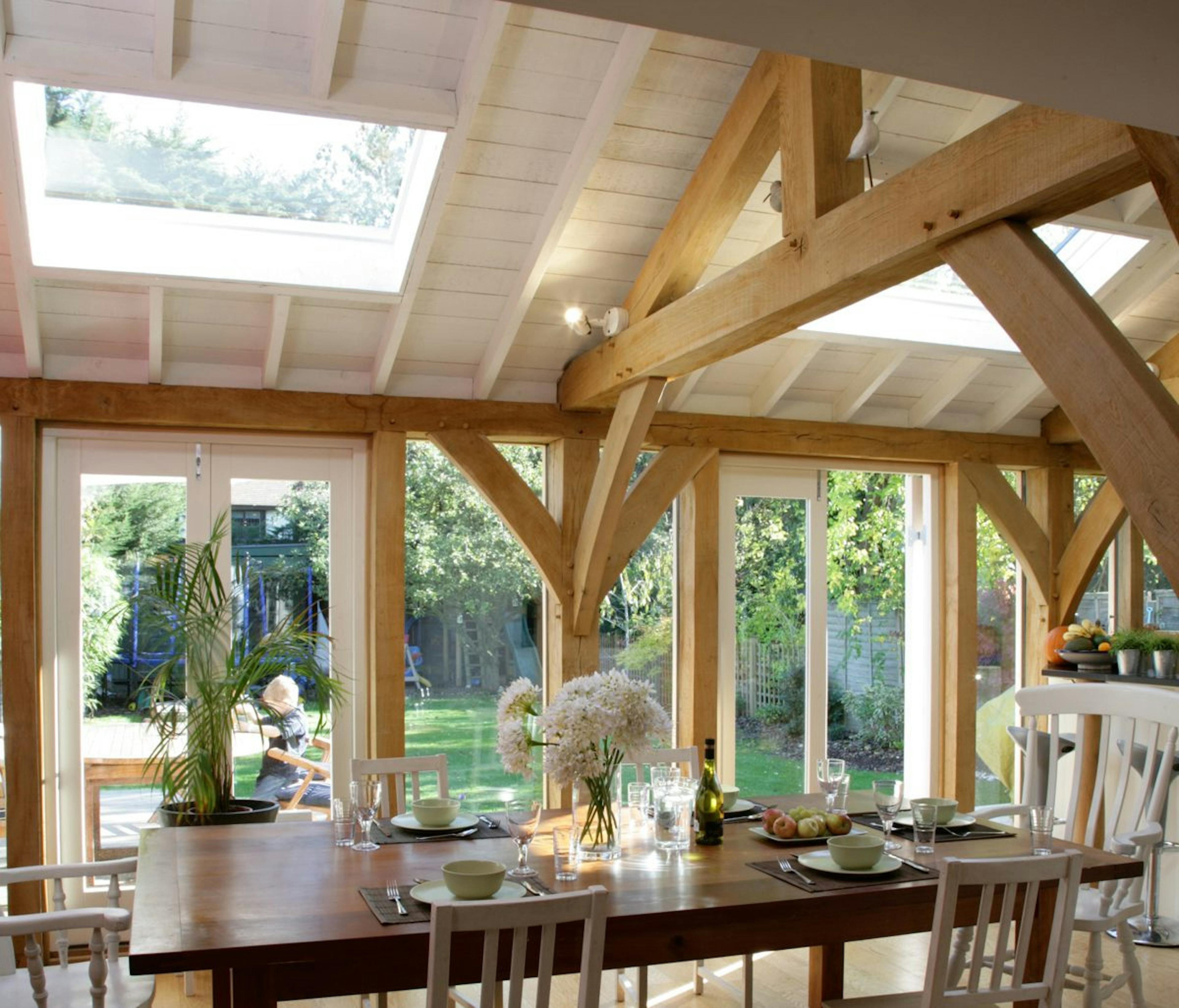 Oak-framed lean-to extension with a classic design