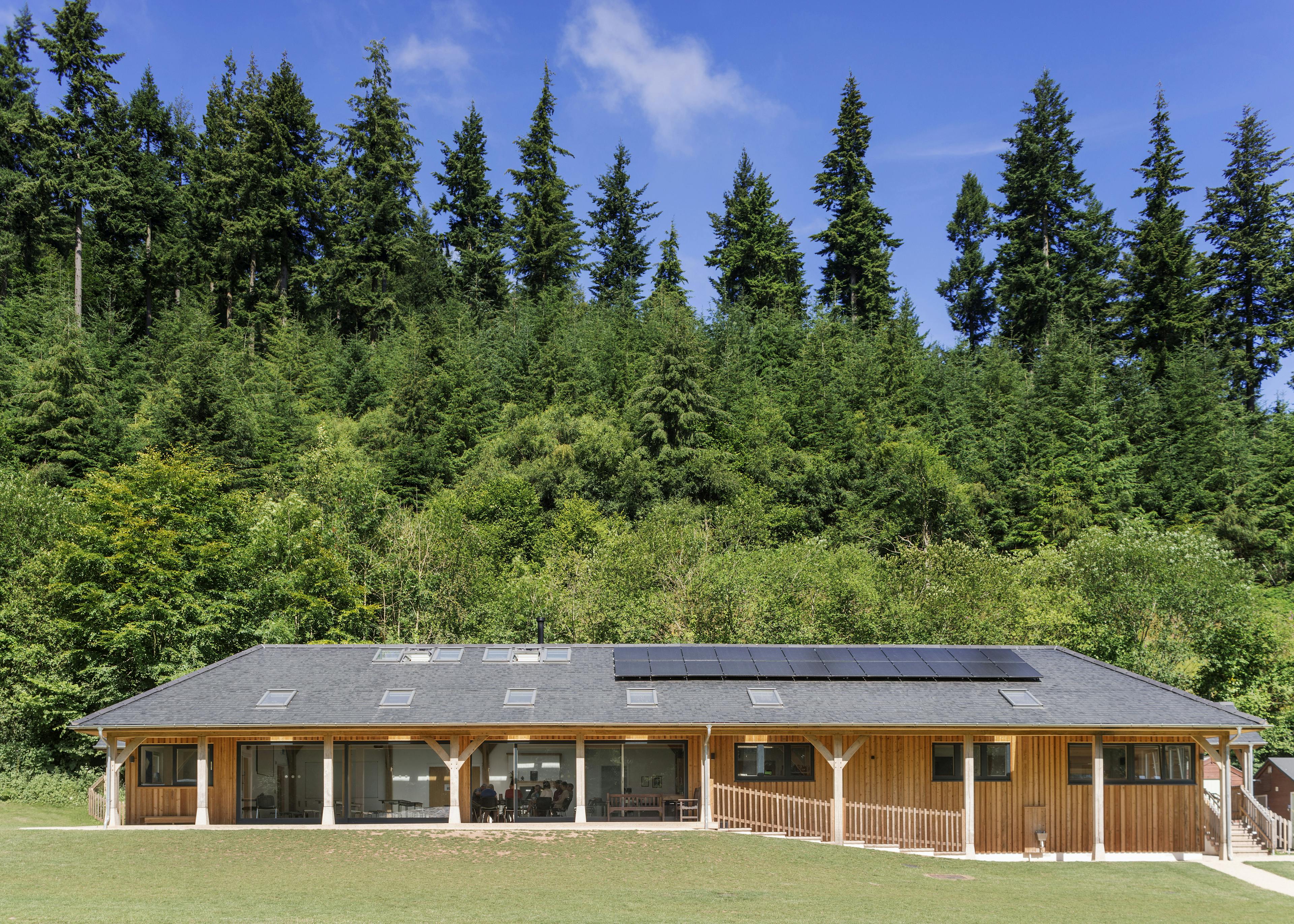 Completed 4-bay multifunctional space at Great Wood Camp, designed for versatile use