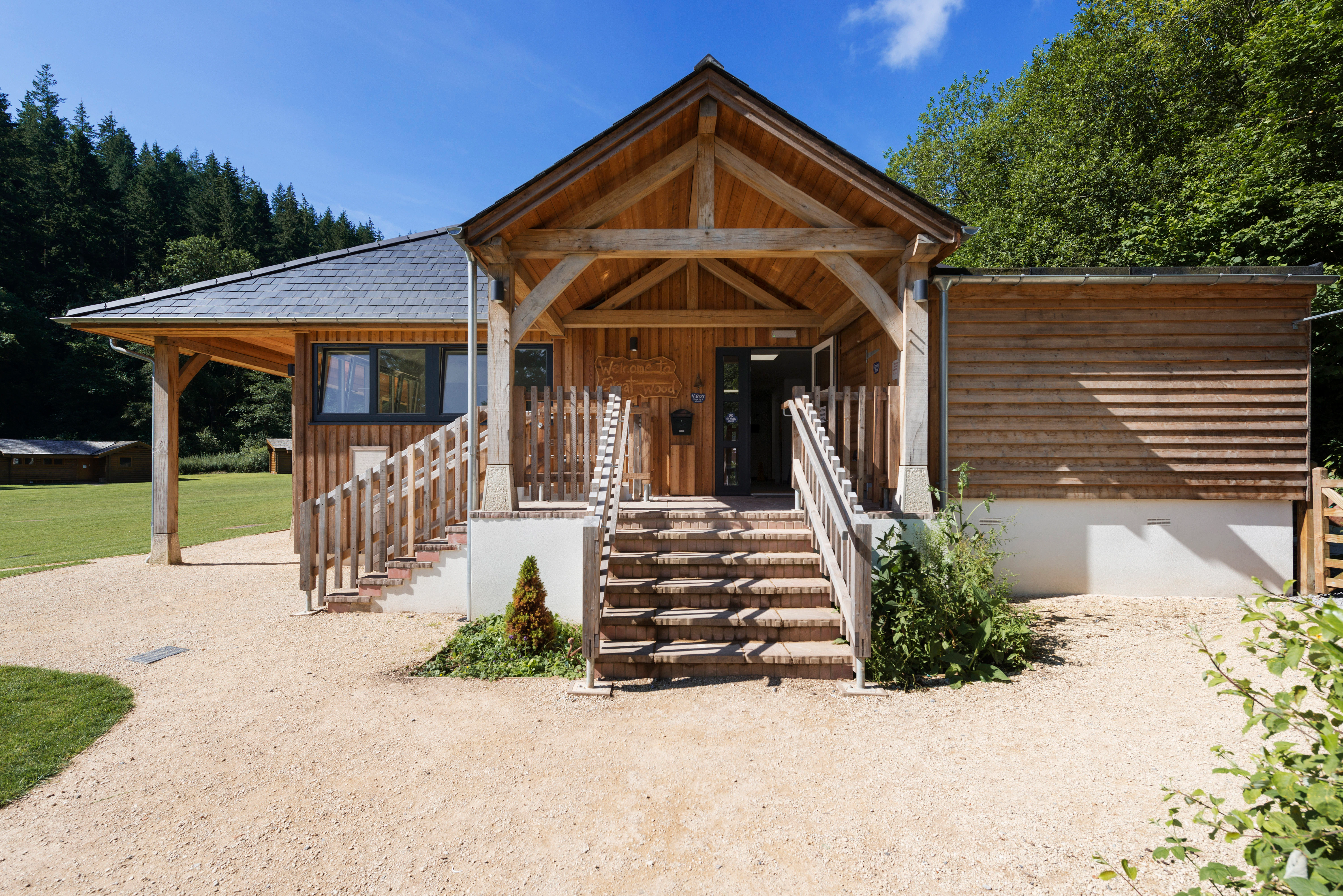 Entrance to the new multifunctional space at Great Wood Camp
