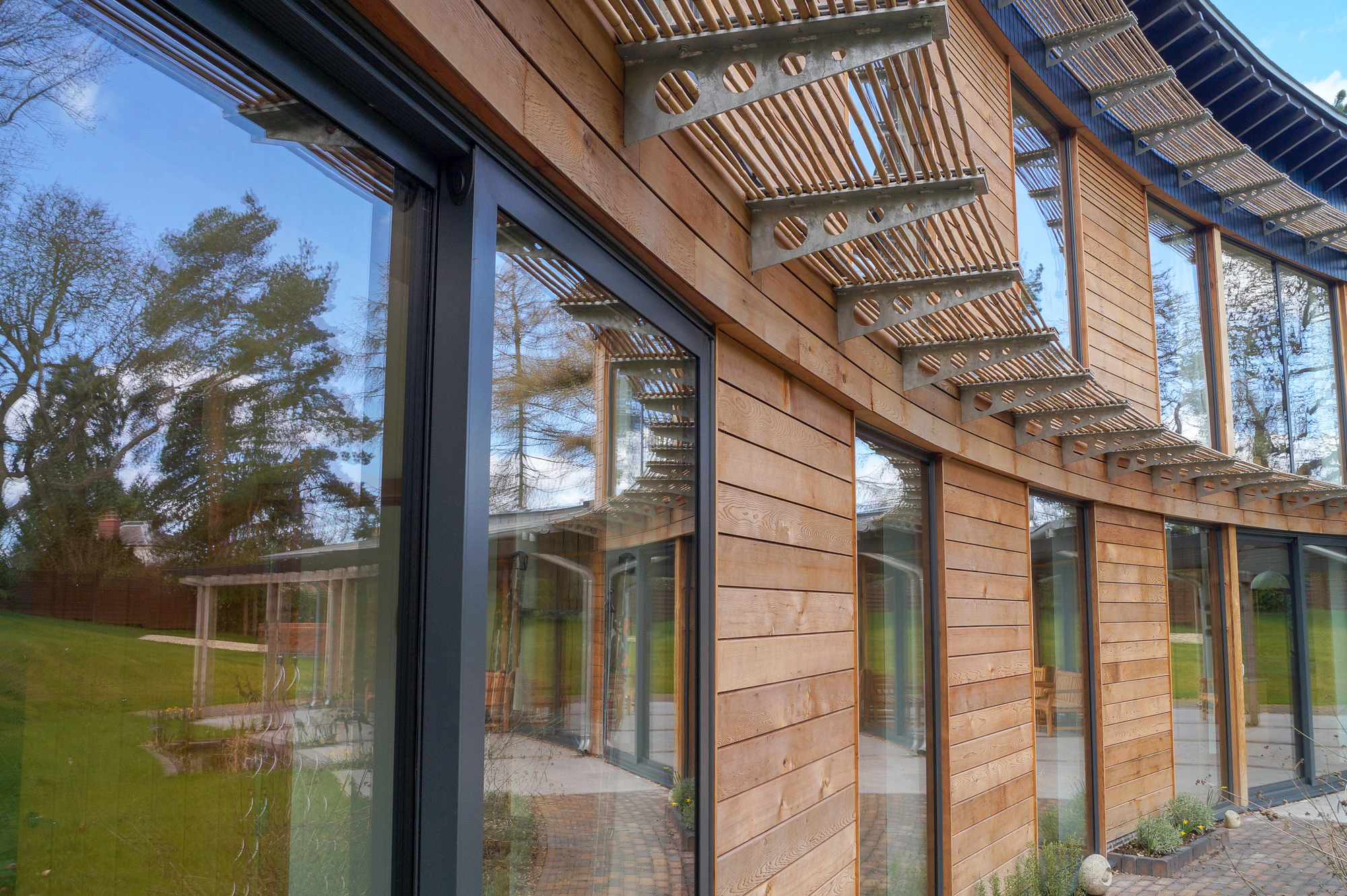 A Curved Carpenter Oak Frame Home with glazing details in Worcestershire