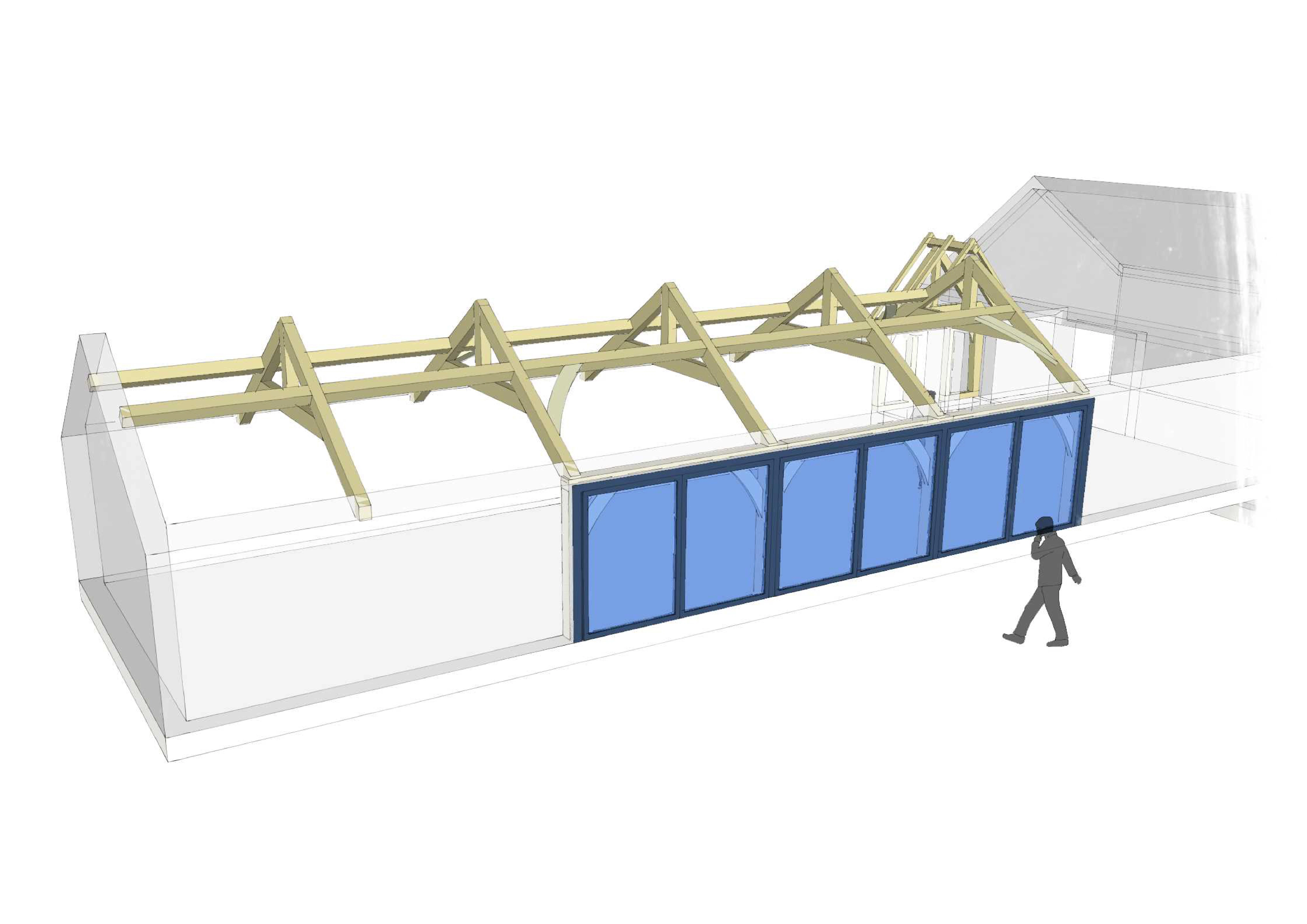 Detailed sketch plan of a partial oak-frame home