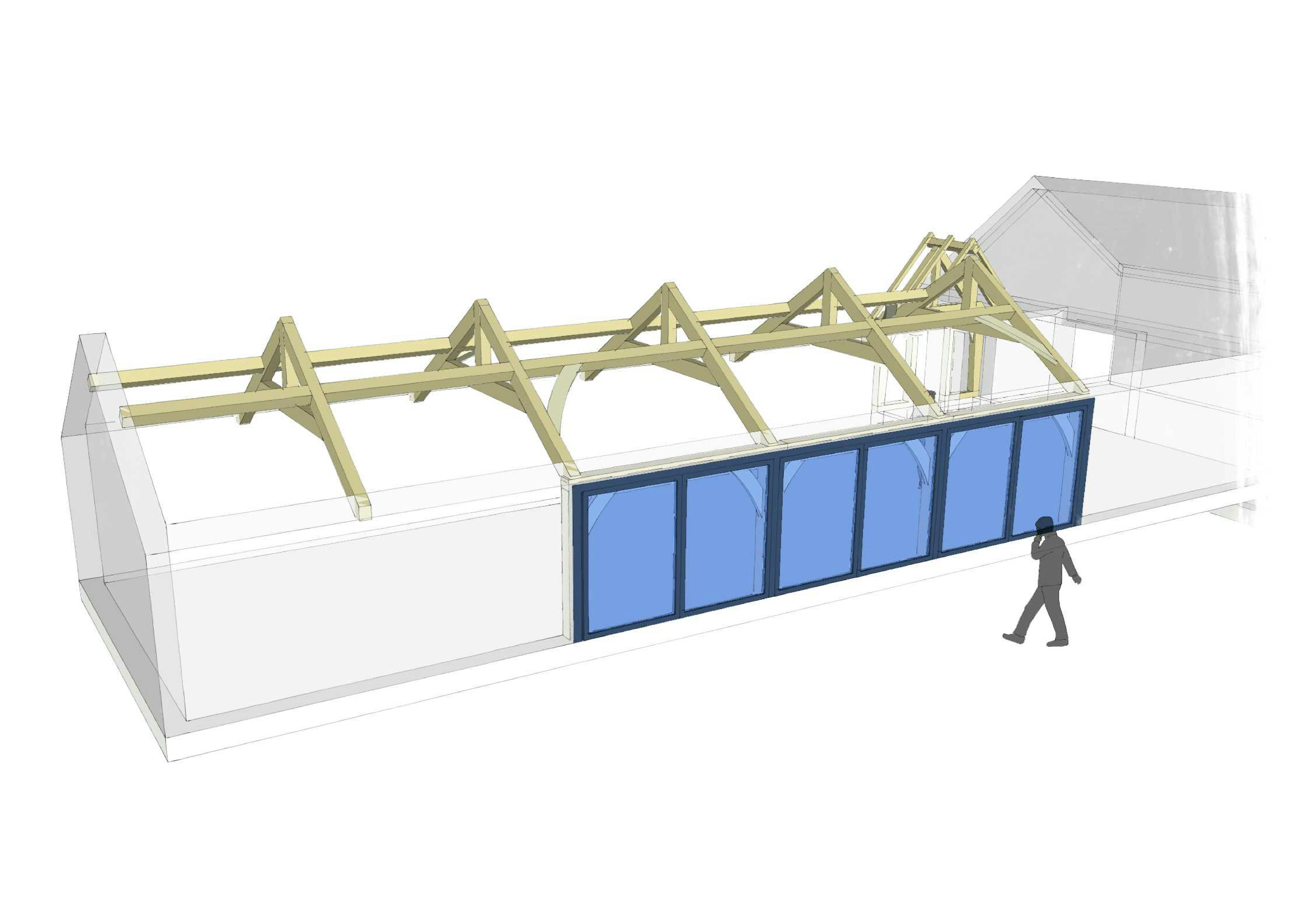 Detailed sketch plan of a partial oak-frame home