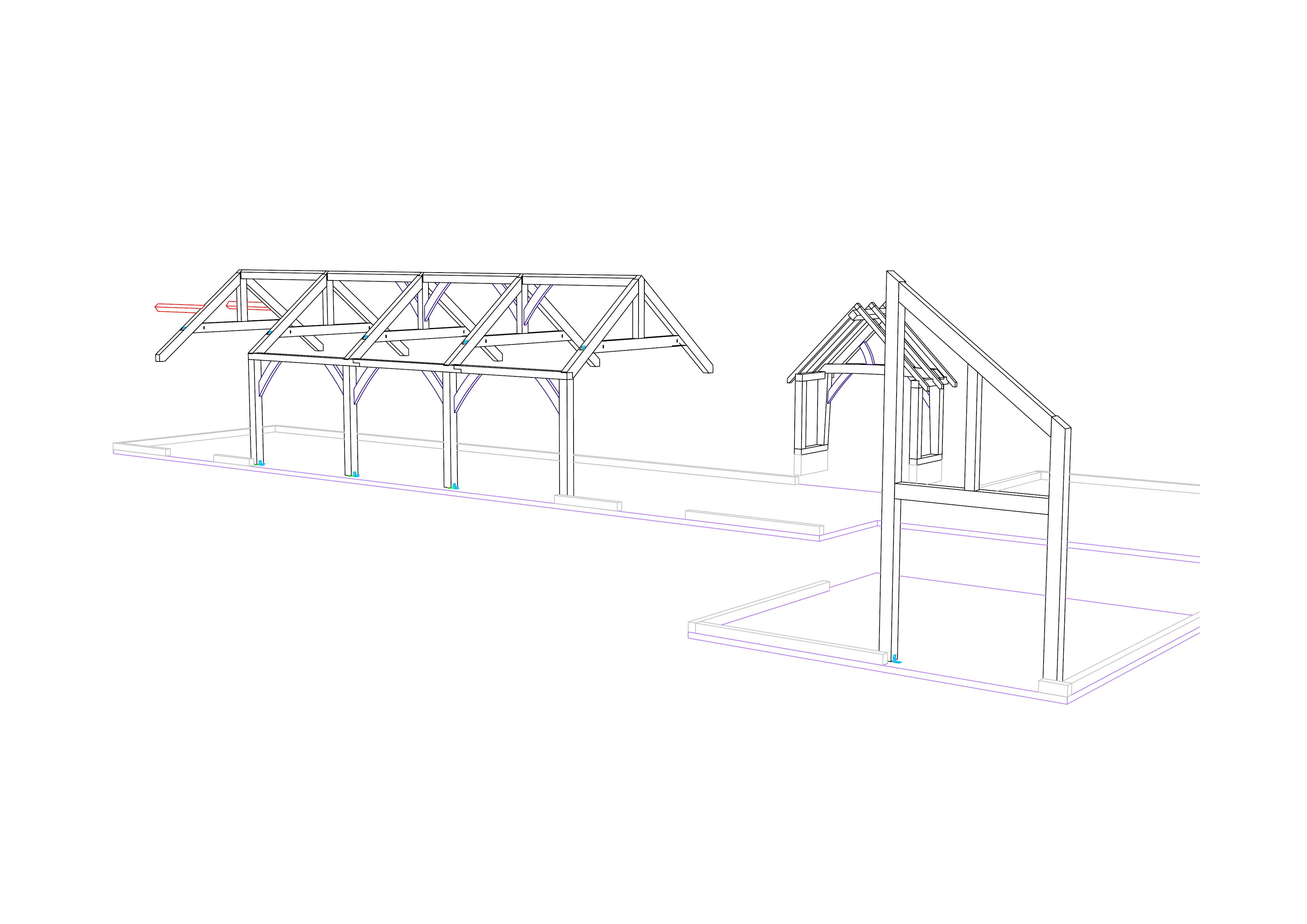 Detailed sketch plan of a single-storey partial oak-frame home