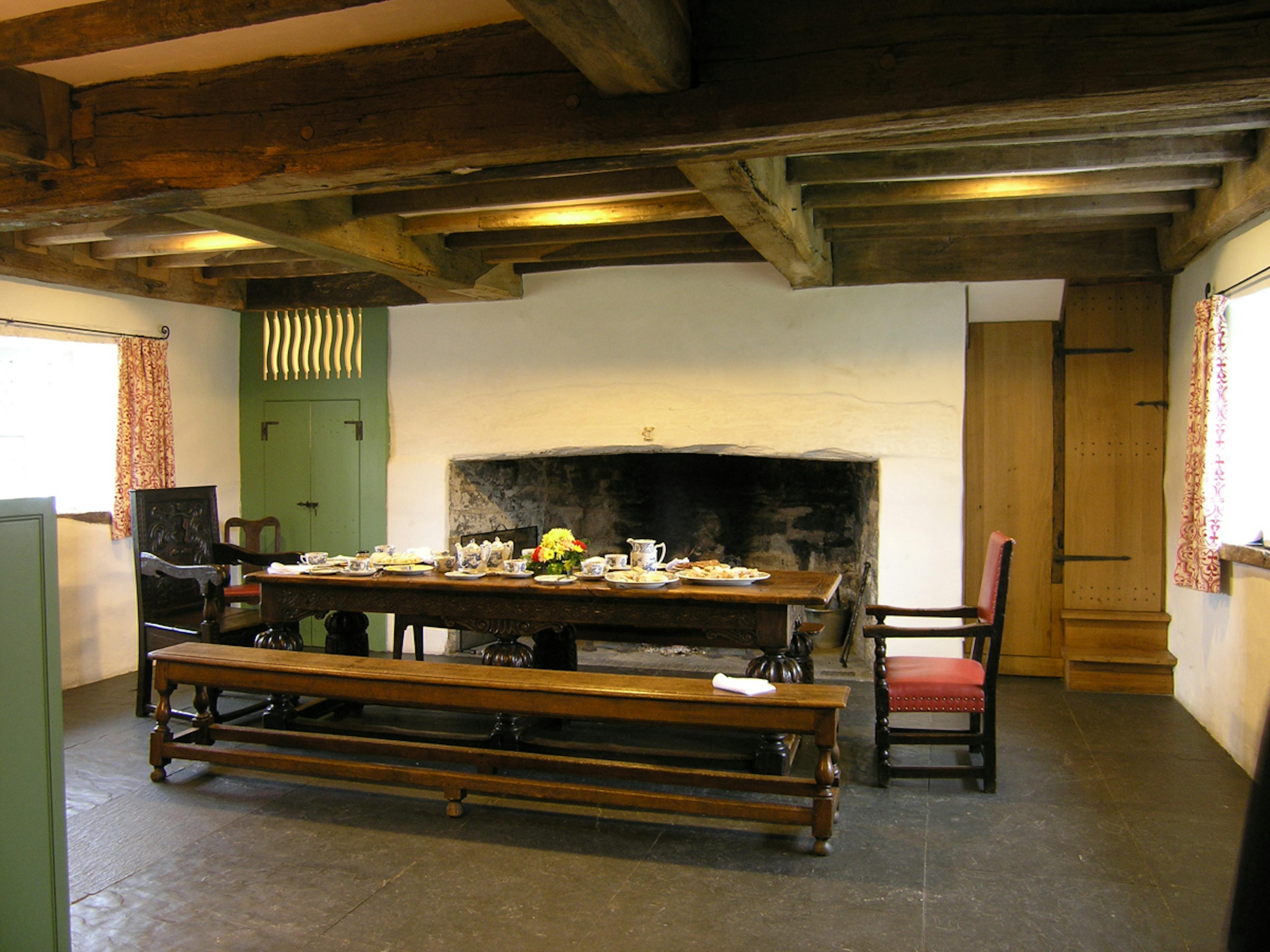 The dining room in a restored 16th century barn