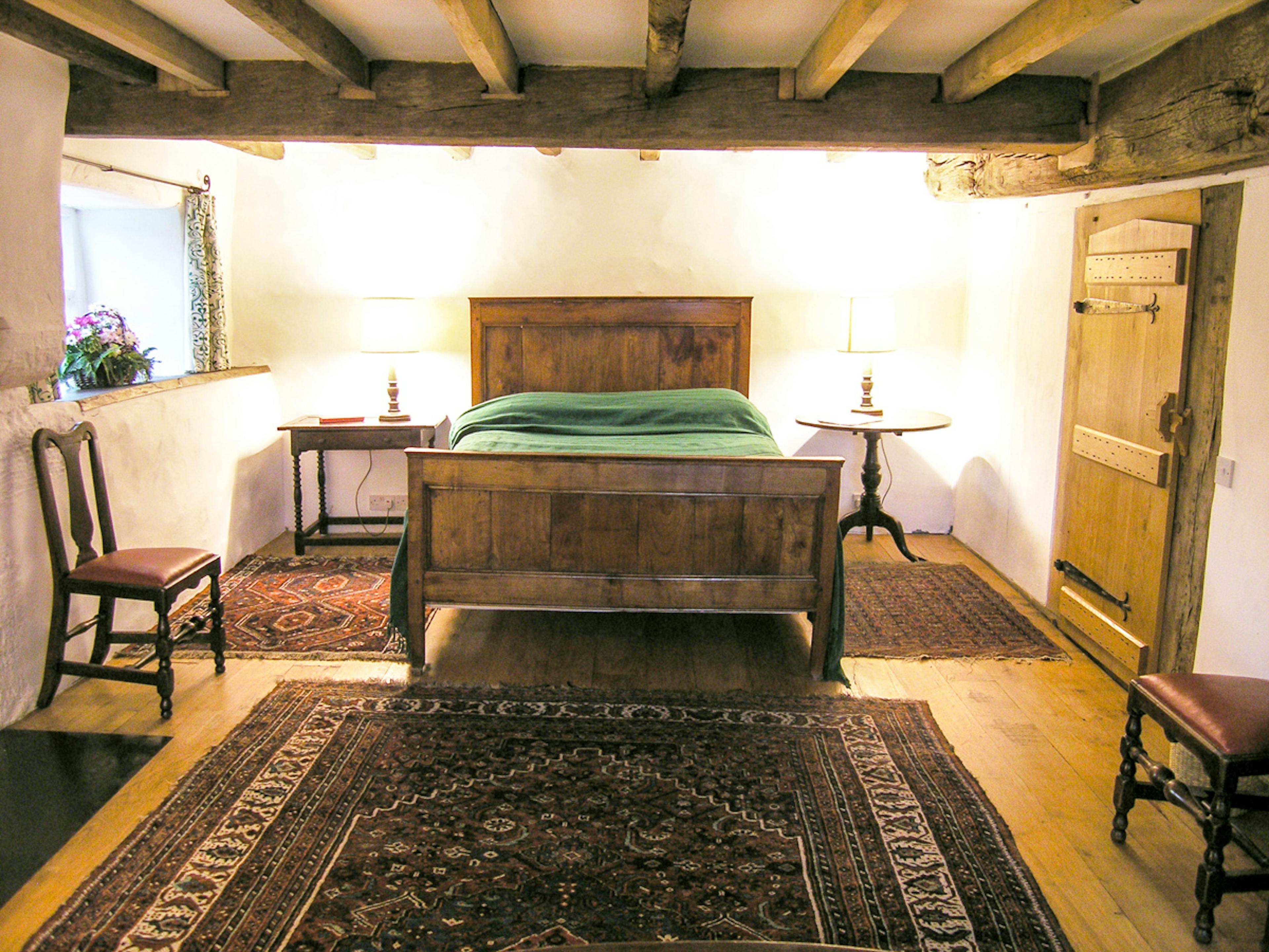 The bedroom in a restored 16th century barn 