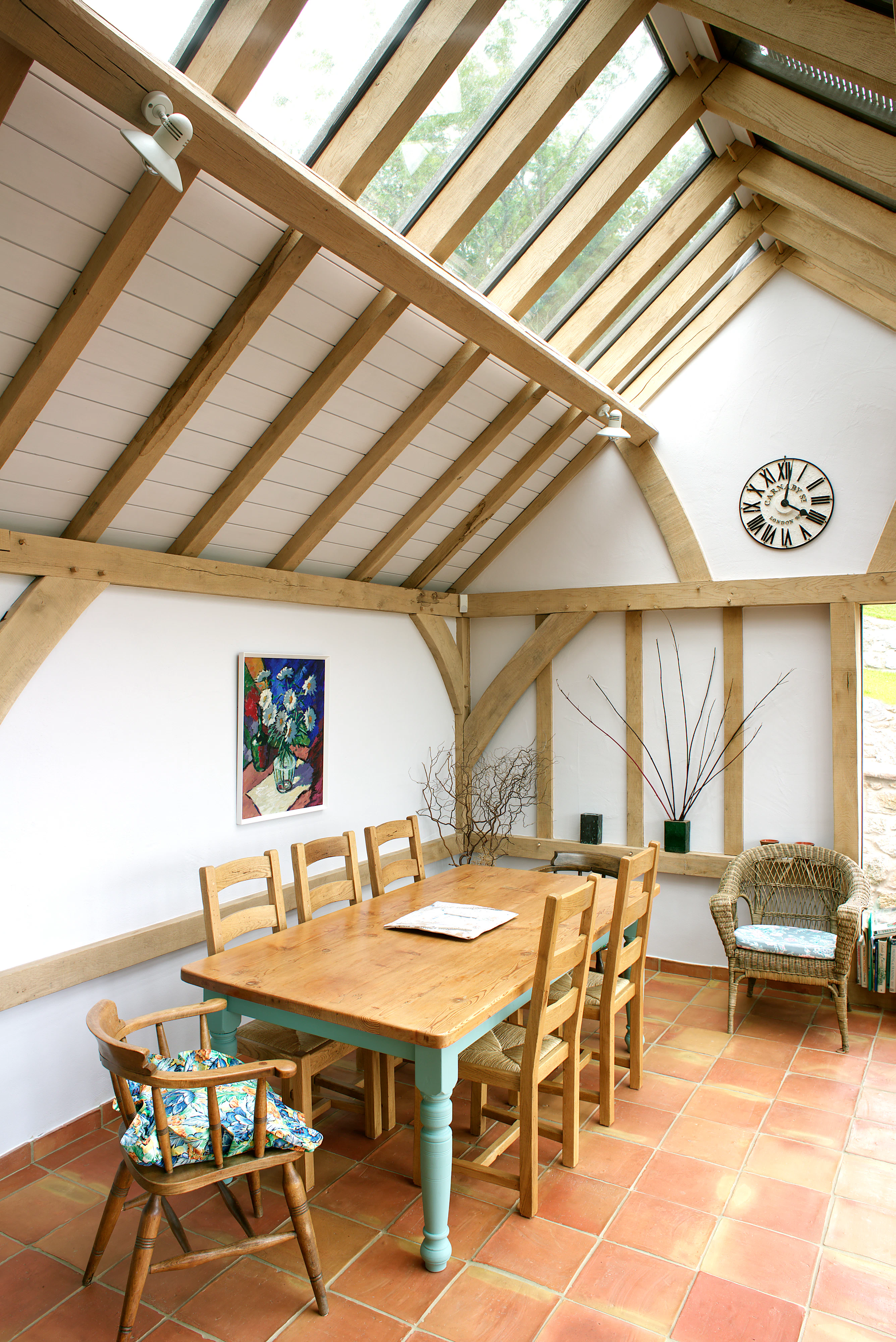 The dining area of an oak frame home